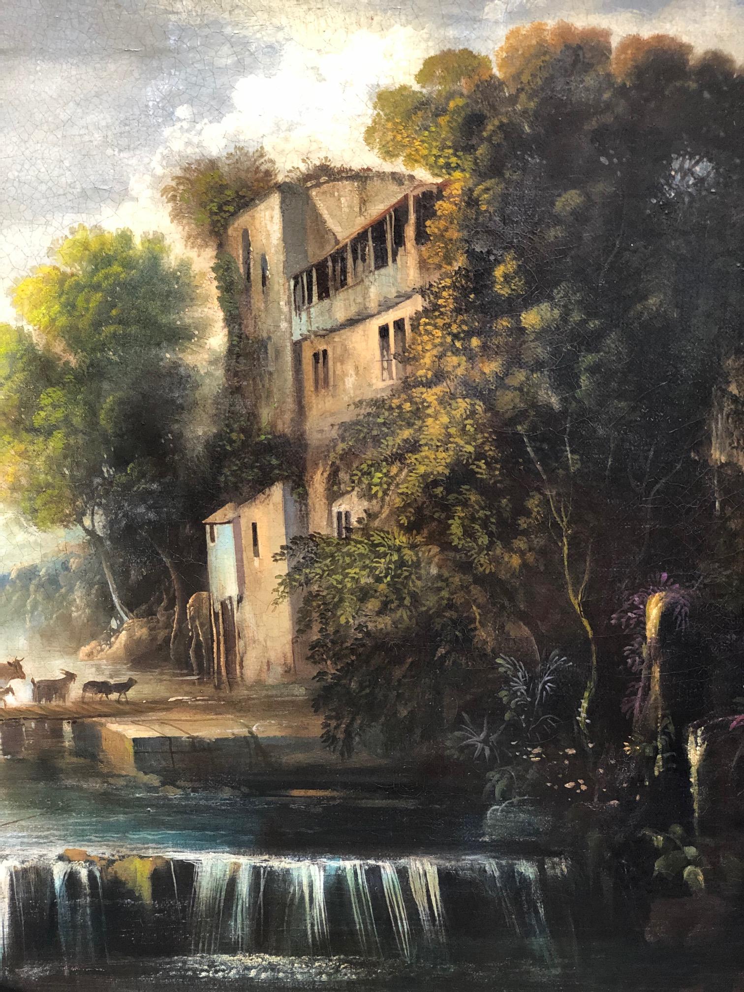 ITALIAN LANDSCAPE M.Locatelli -Italian School -Landescape Oil on canvas Painting For Sale 9