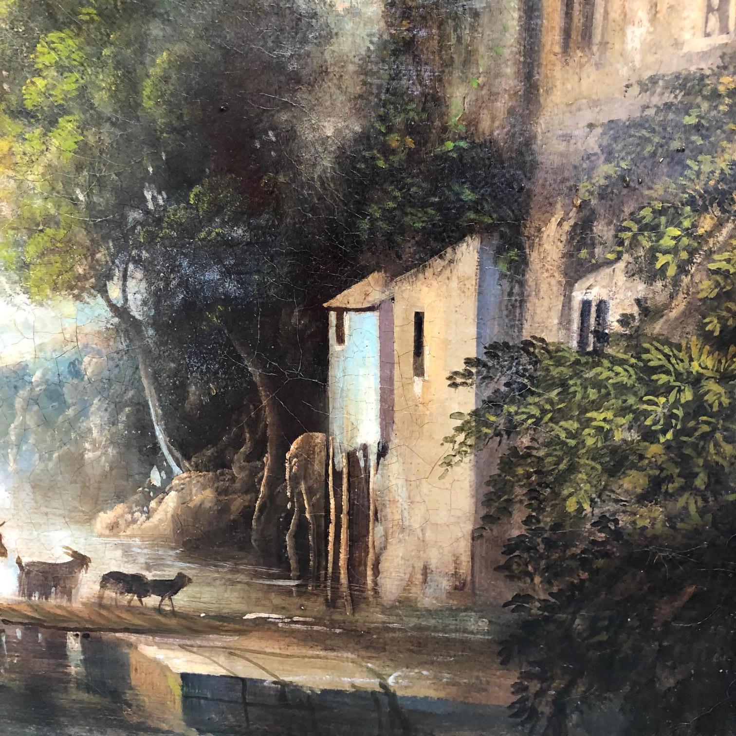 ITALIAN LANDSCAPE M.Locatelli -École italienne - Peinture à l'huile sur toile - Paysage en vente 4
