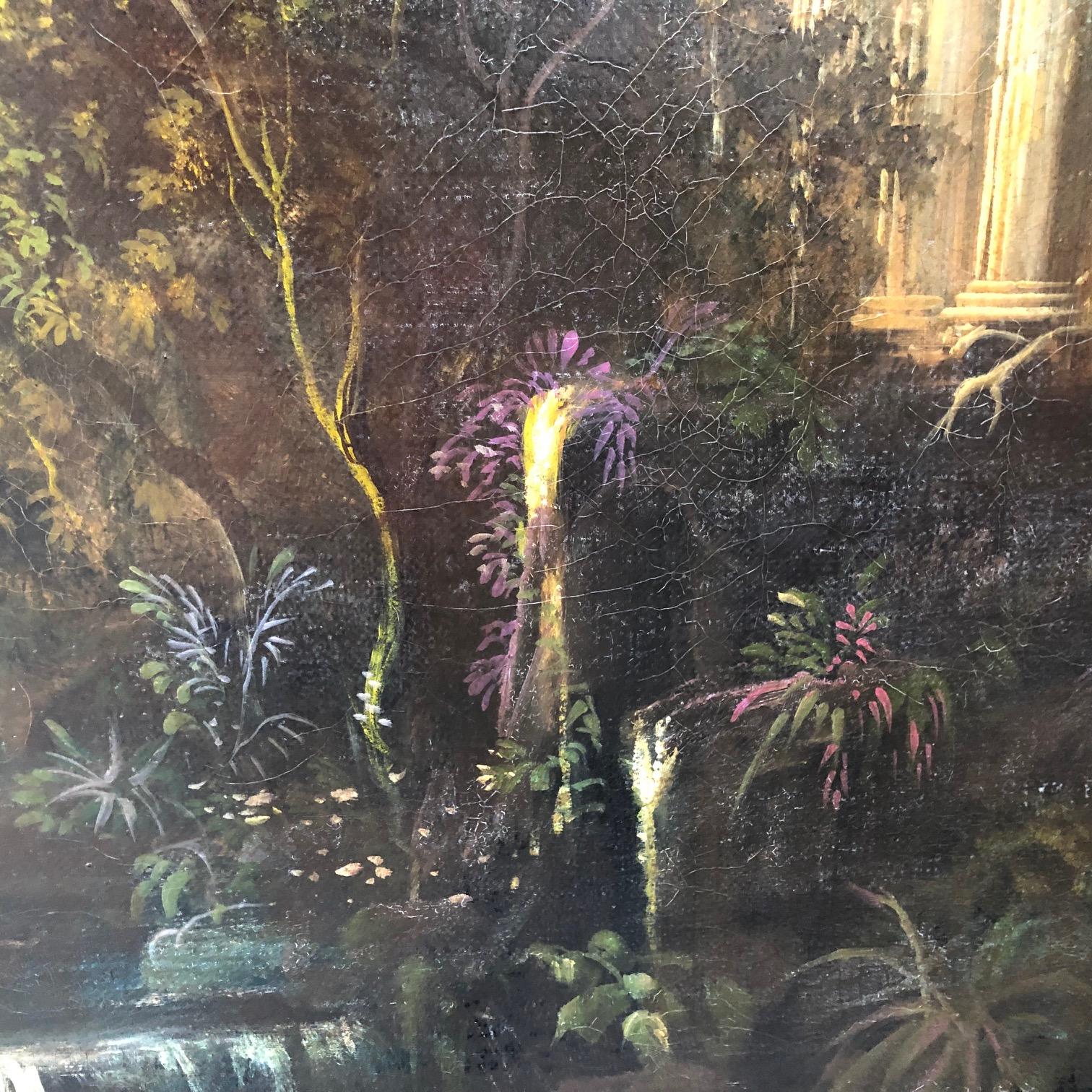 ITALIAN LANDSCAPE M.Locatelli -École italienne - Peinture à l'huile sur toile - Paysage en vente 5