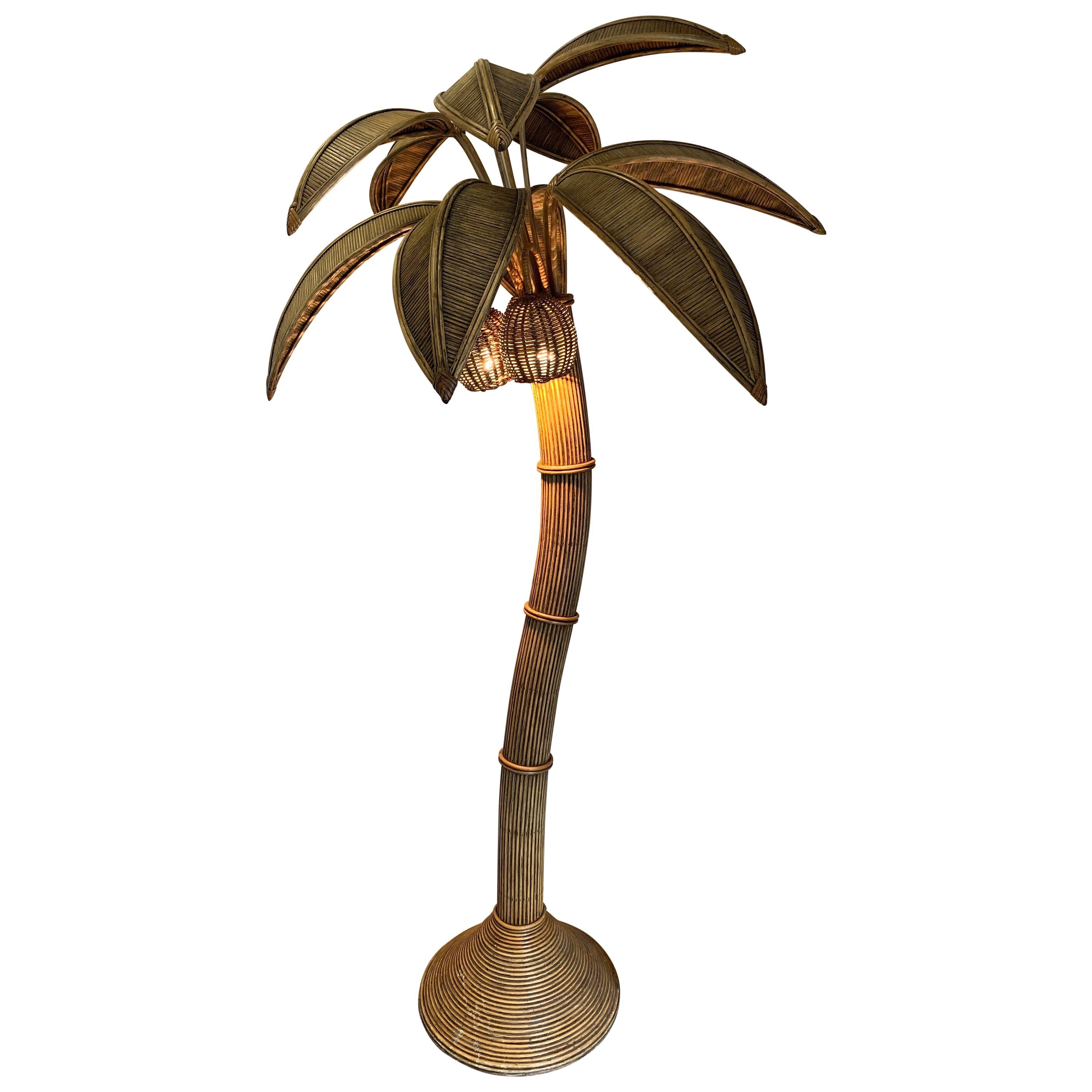 Mario Lopez Torres Att Rattan Palm Tree Floor Lamp