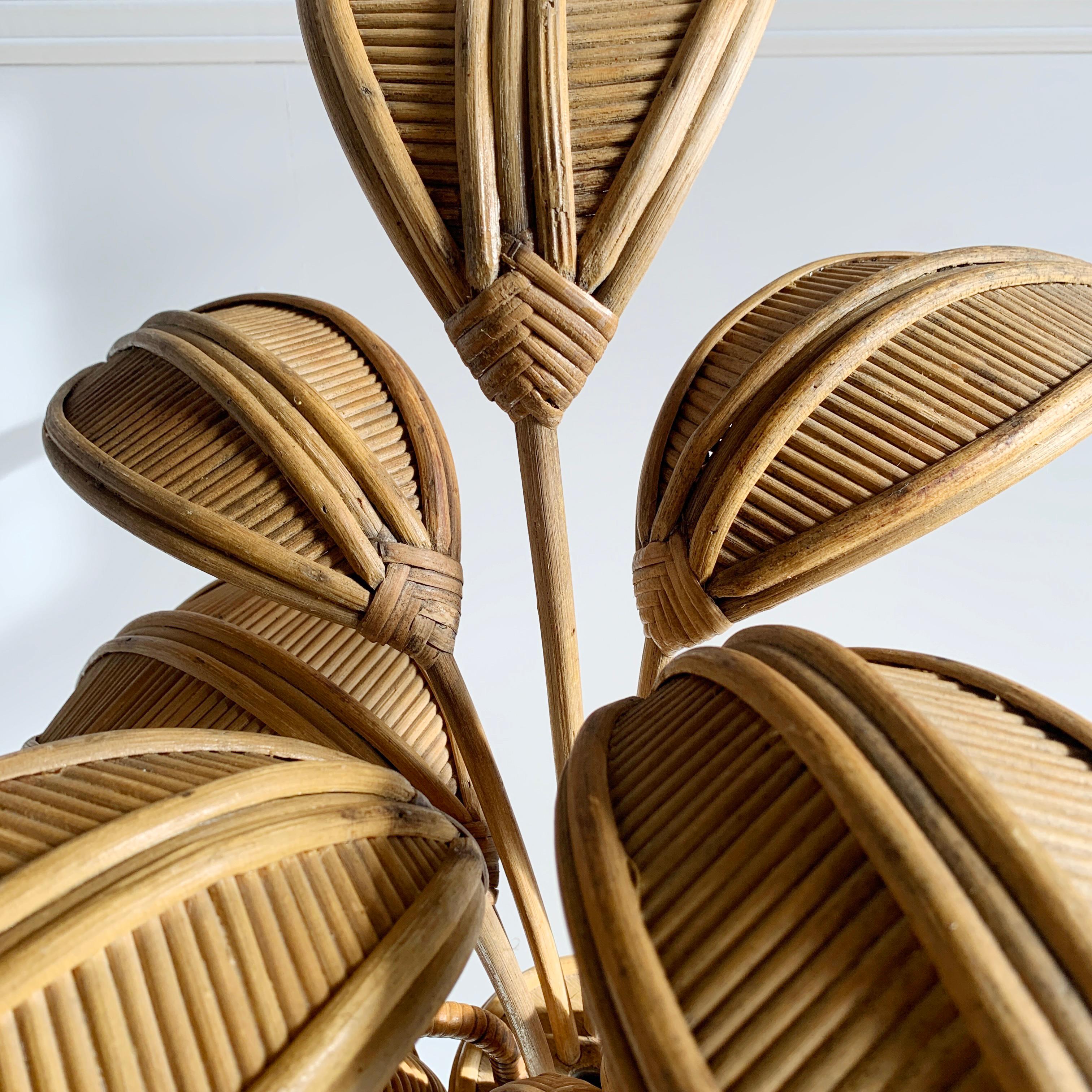 French Mario Lopez Torres Att Rattan Palm Tree Table Lamp