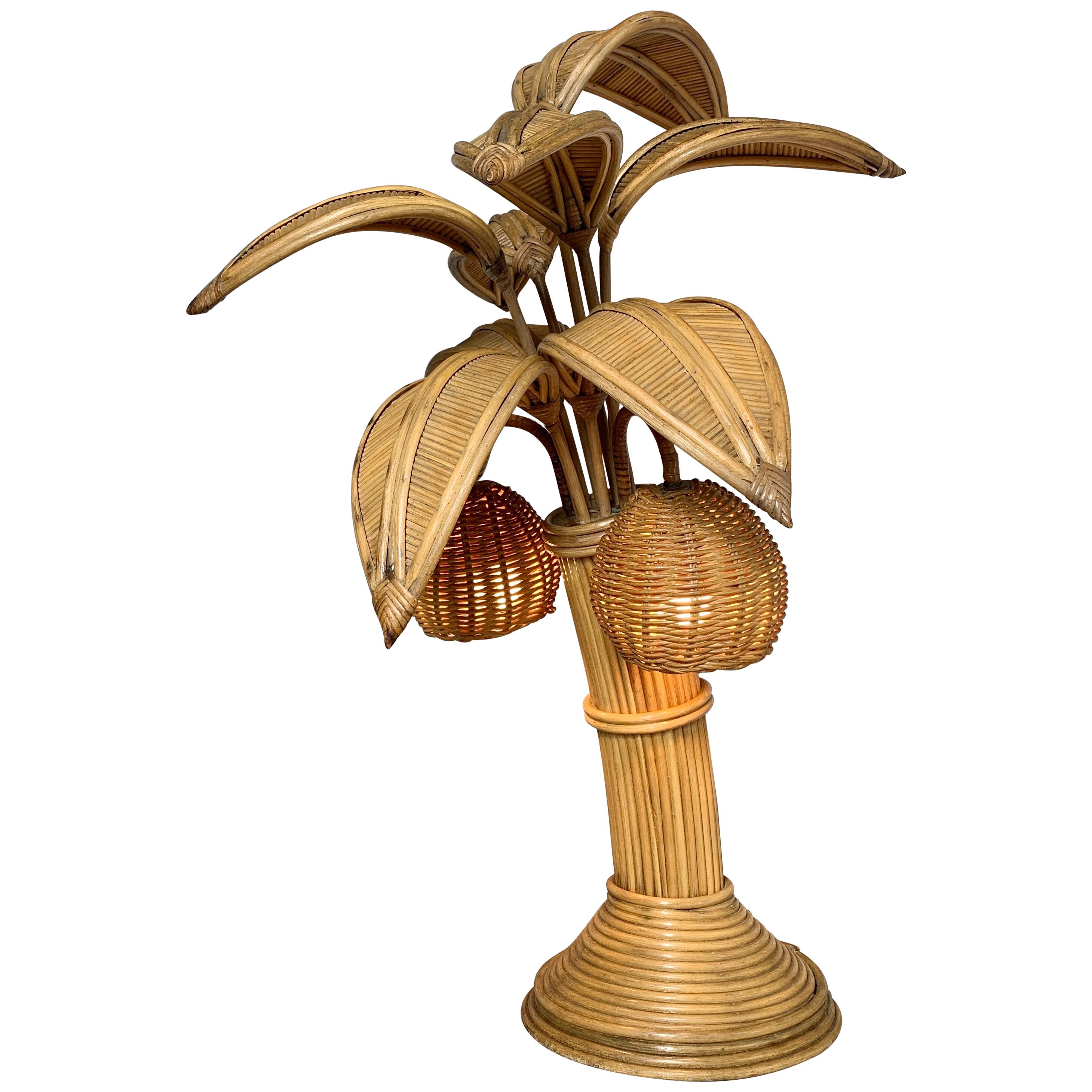Mario Lopez Torres Att Lampe de table palmier en rotin