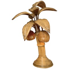 Mario Lopez Torres Att Rattan Palm Tree Table Lamp