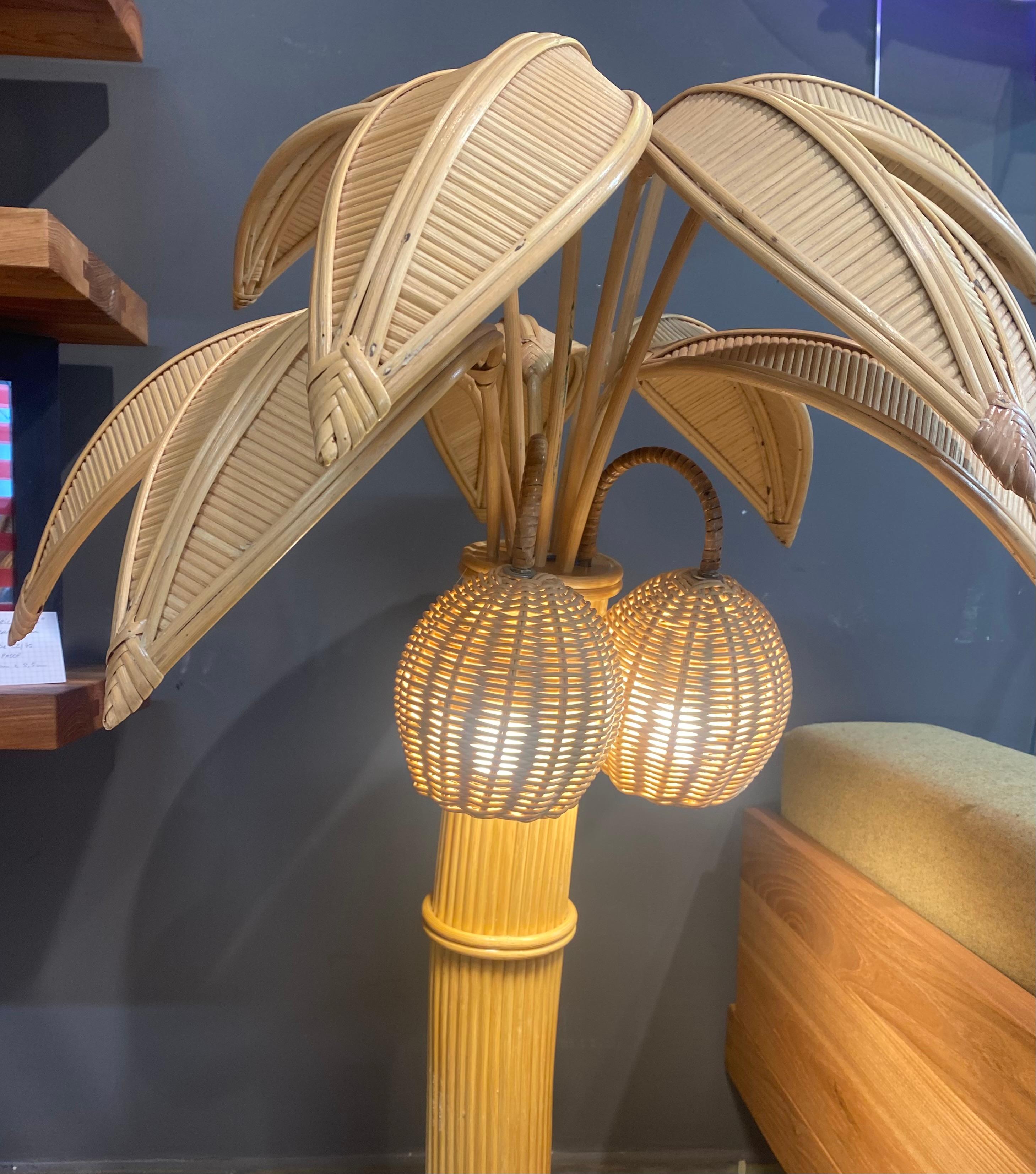 Bamboo Palm Floor Lamp - circa 1980 2