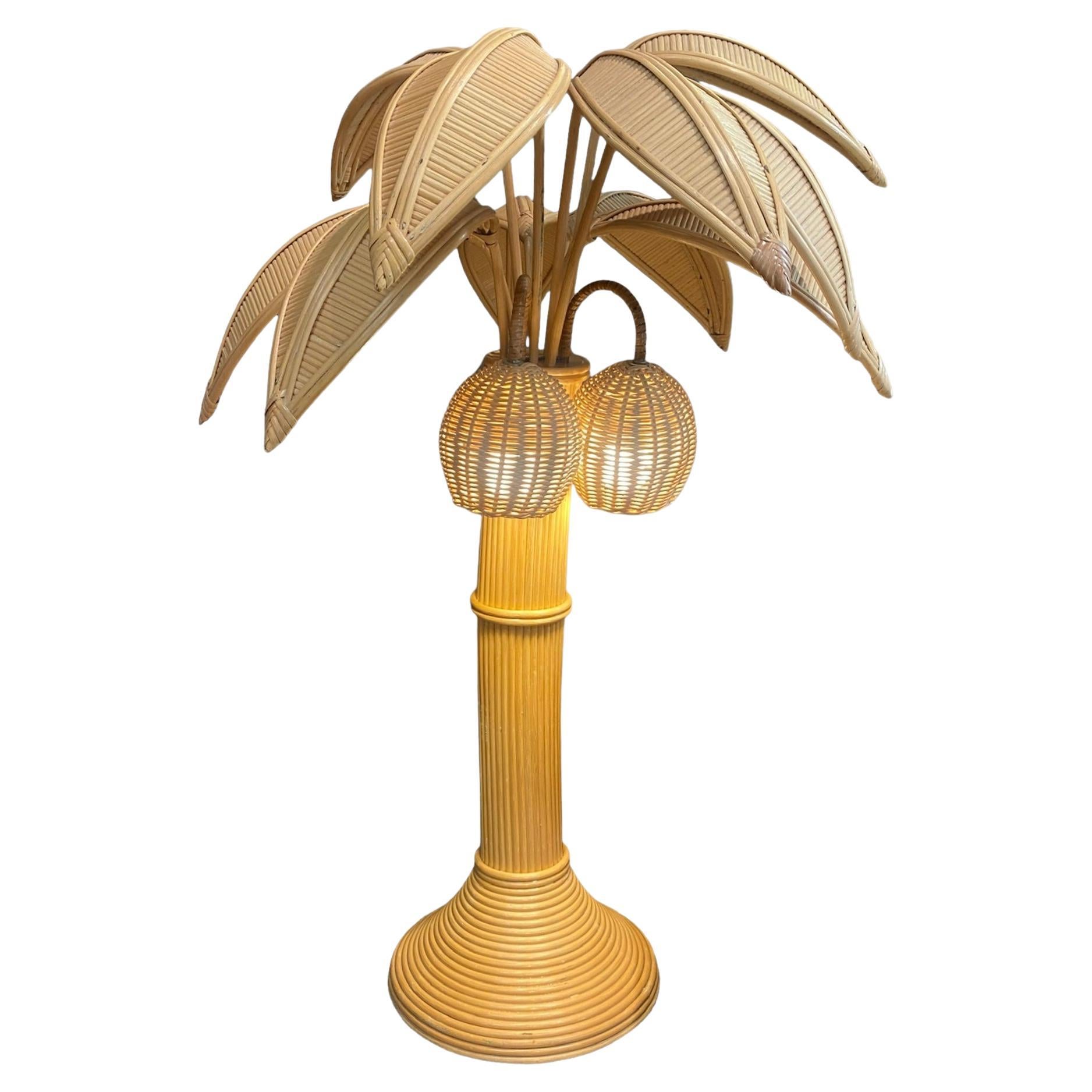 Bamboo Palm Floor Lamp - circa 1980