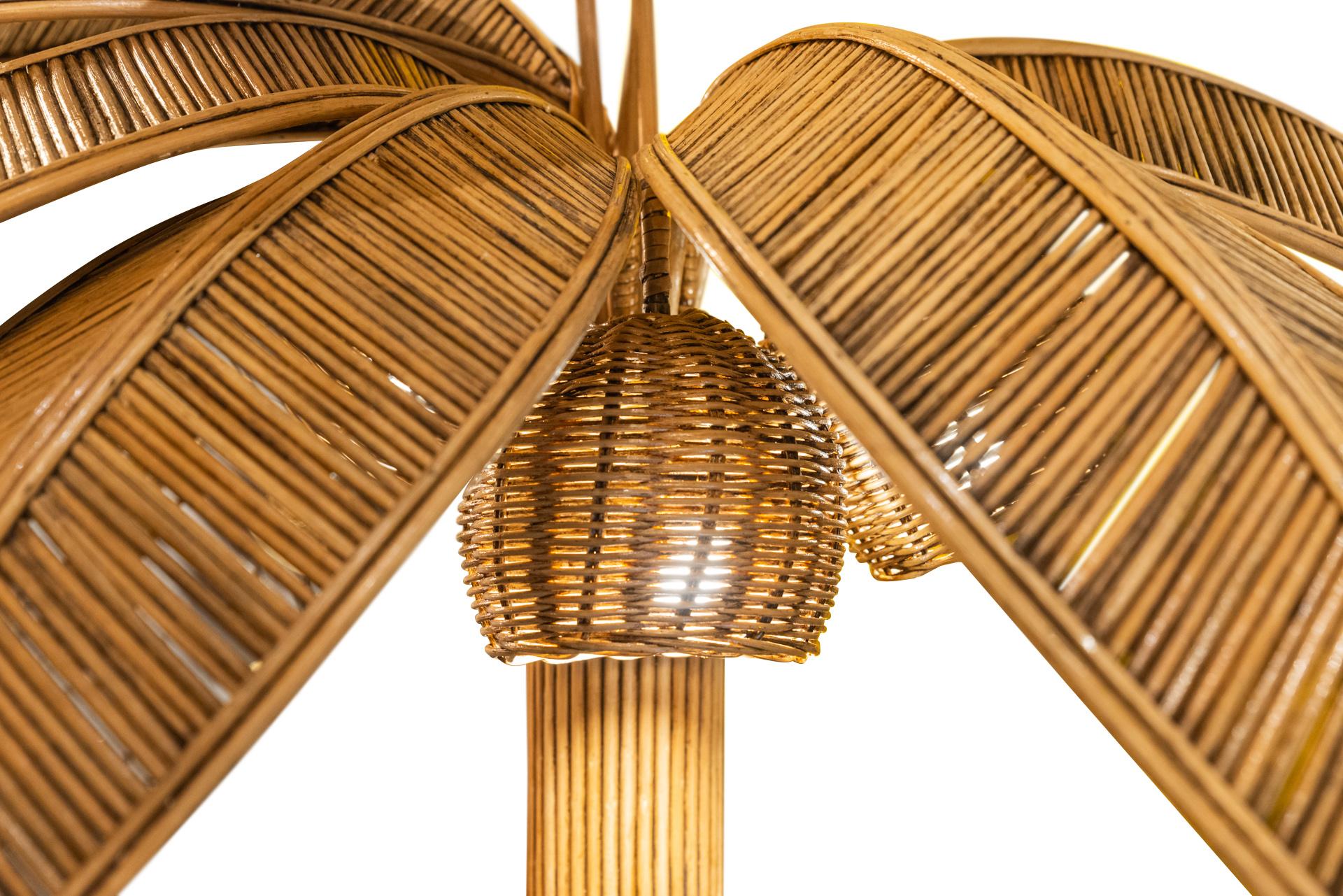 Mario Lopez Torres (1952), Coconut floor lamp,
Rattan decorated with leaves and two coconuts,
circa 1960, Mexico.

Measures : Height 200 cm, Diameter 130 cm.

Mario Lopez Torres was born in 1952 in Mexico City.
From the beginning, Mario’s attention