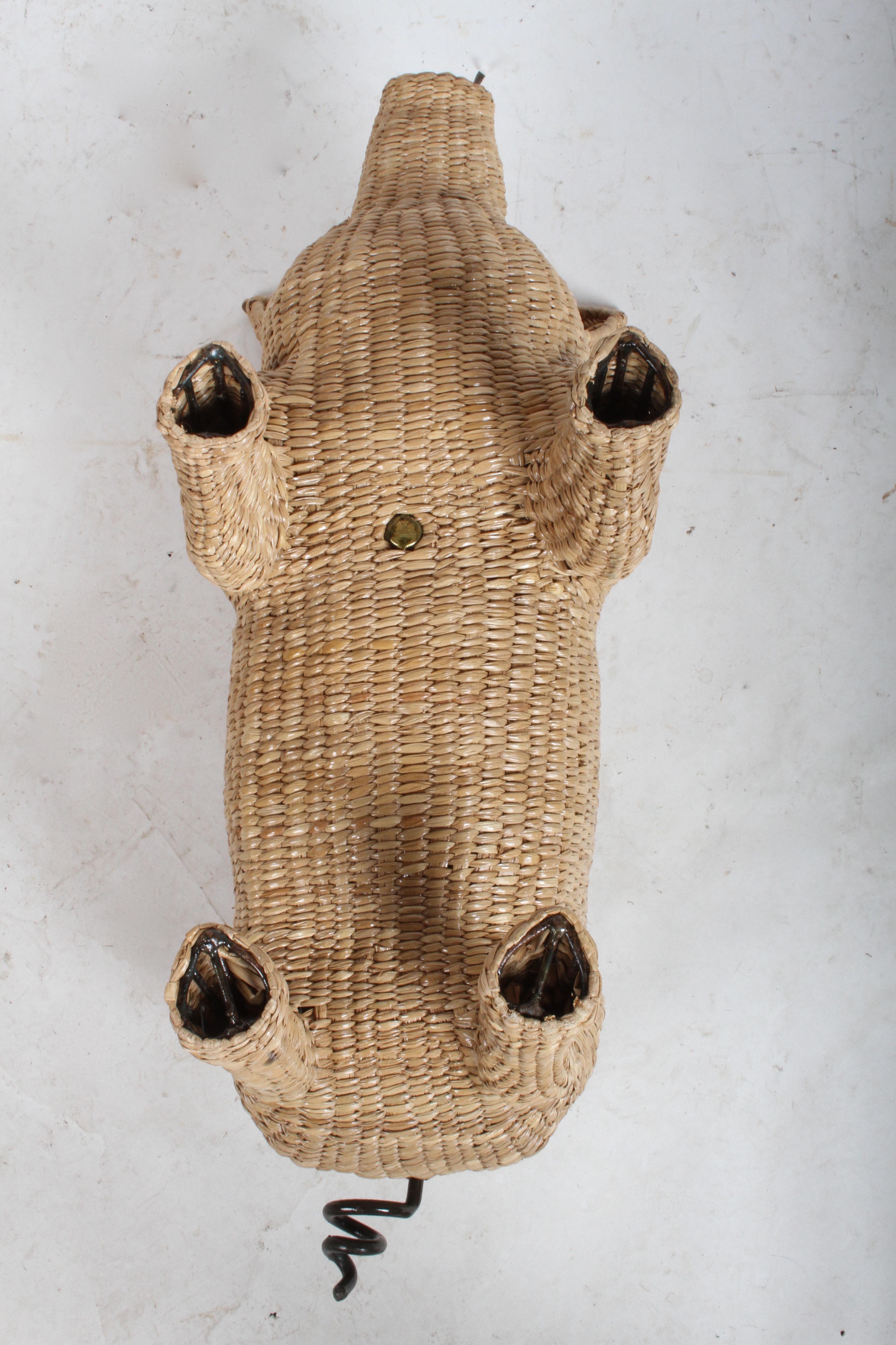 Copper Mario Lopez Torres Large Wicker Pig Sculpture Signed