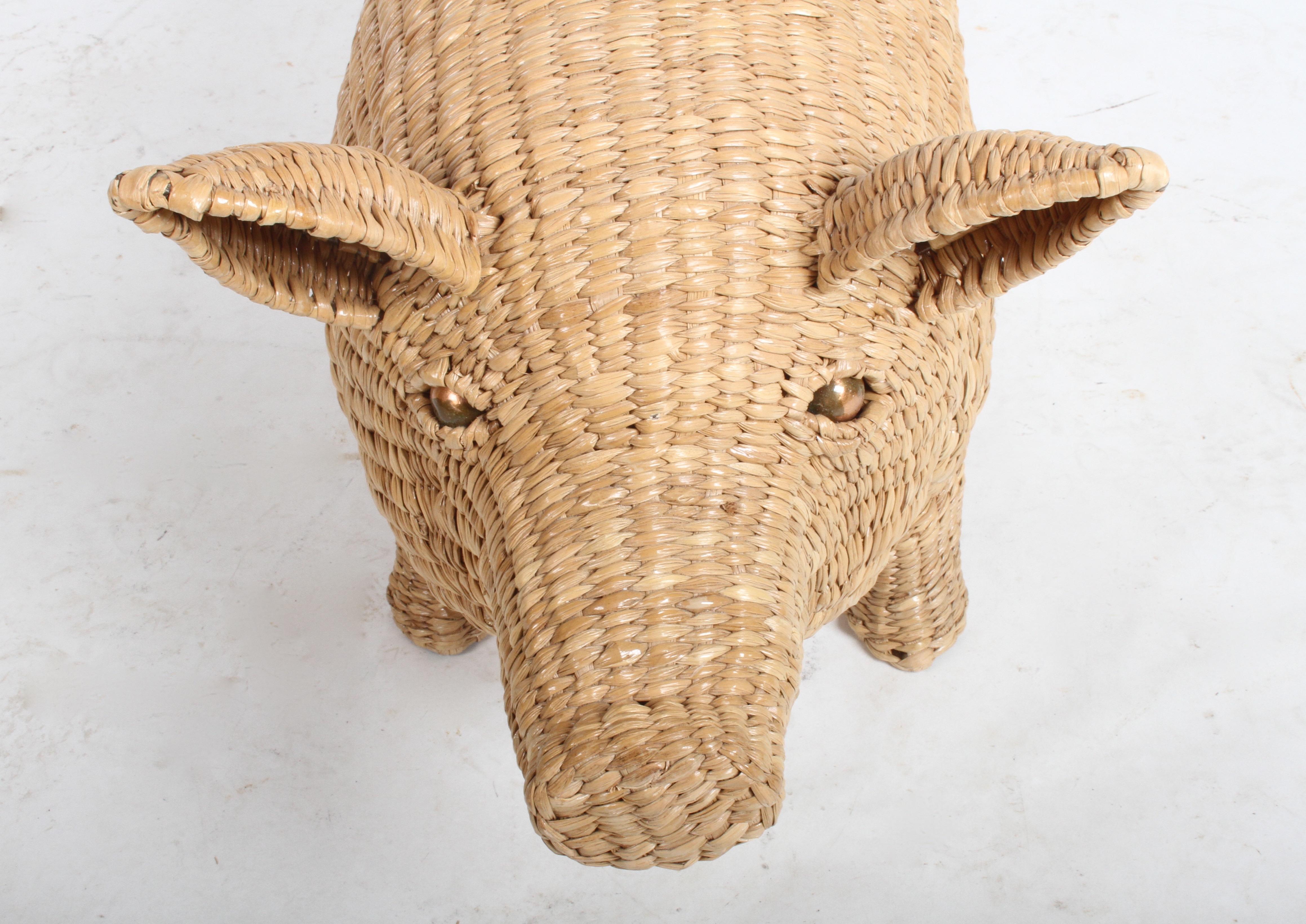 Mario Lopez Torres Large Wicker Pig Sculpture Signed 5