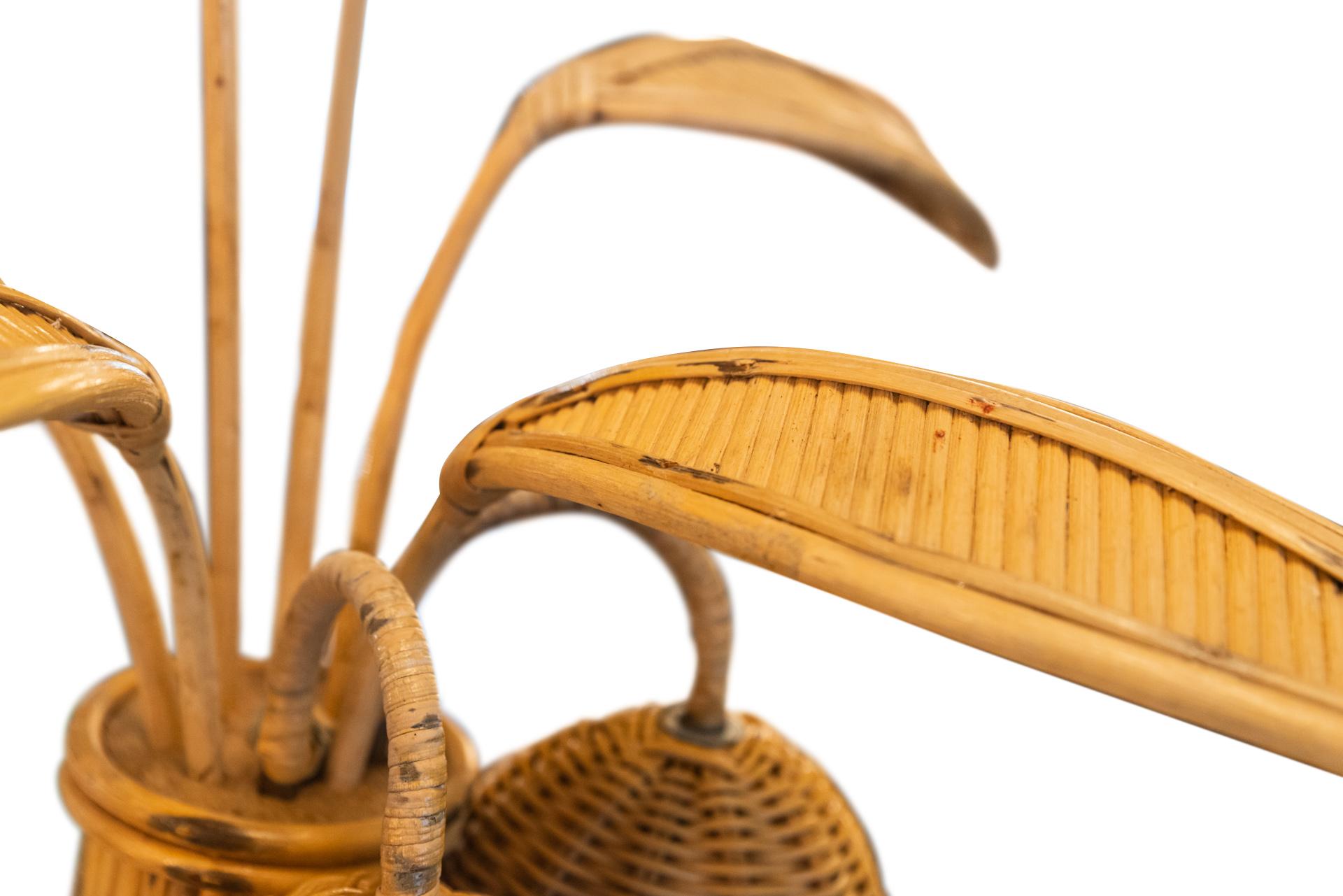 Mid-20th Century Pair of Coconut Tree Lamps, Rattan, circa 1960, Mexico For Sale