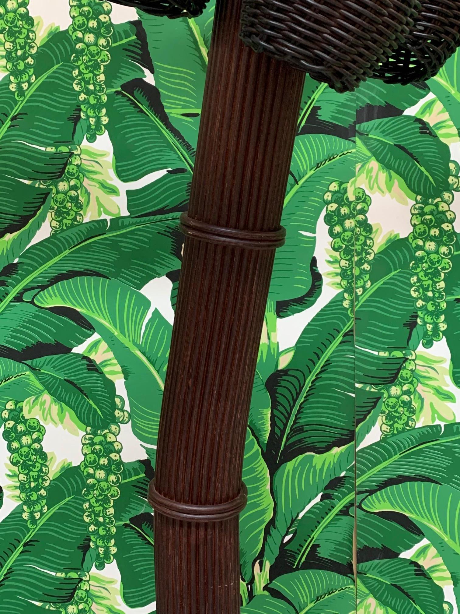 Mario Lopez Torres Style Rattan Palm Tree Floor Lamp In Good Condition In Jacksonville, FL