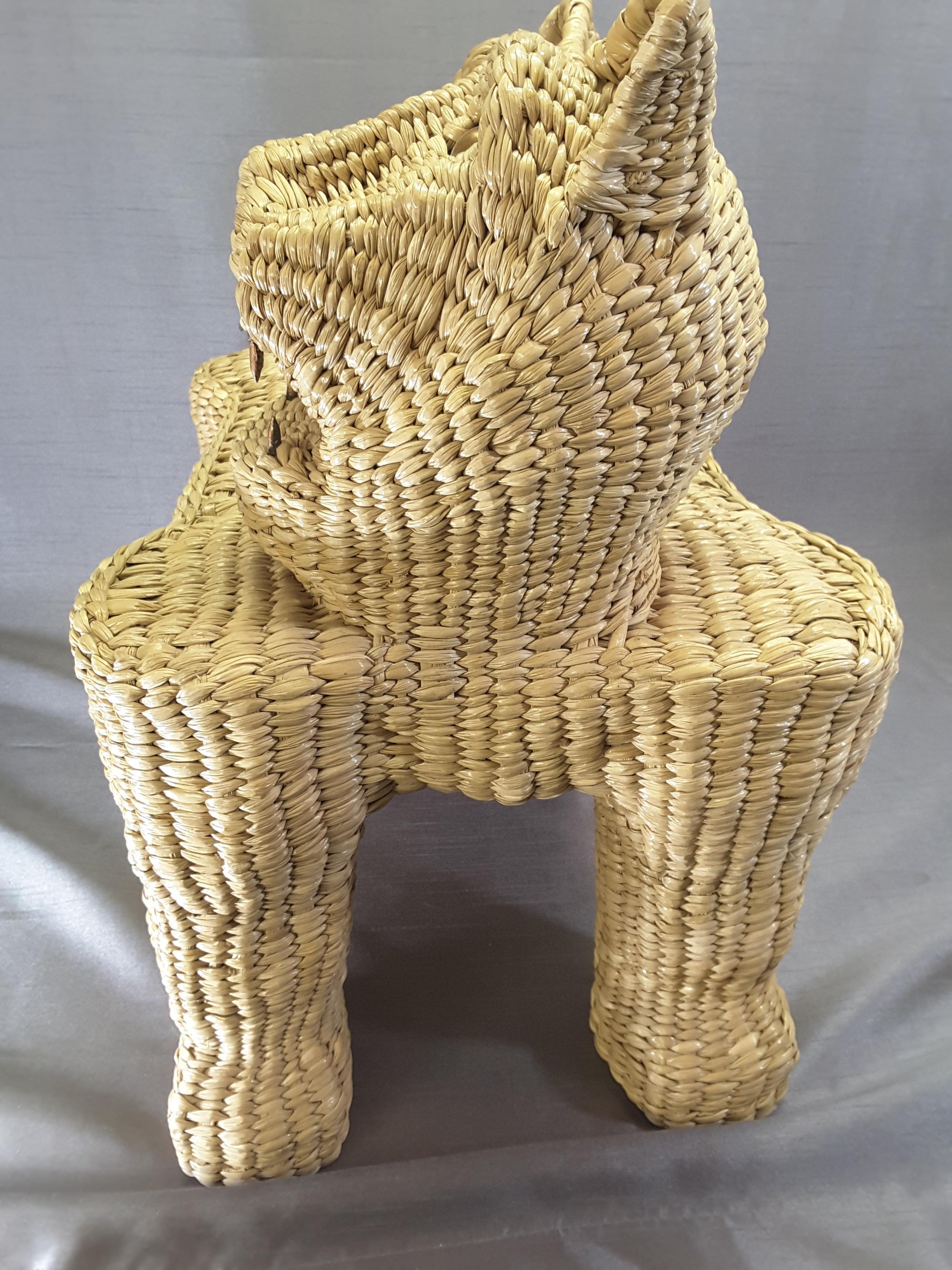 Mario Lopez Torres Wicker Panther Stool, Early 1970s For Sale 4
