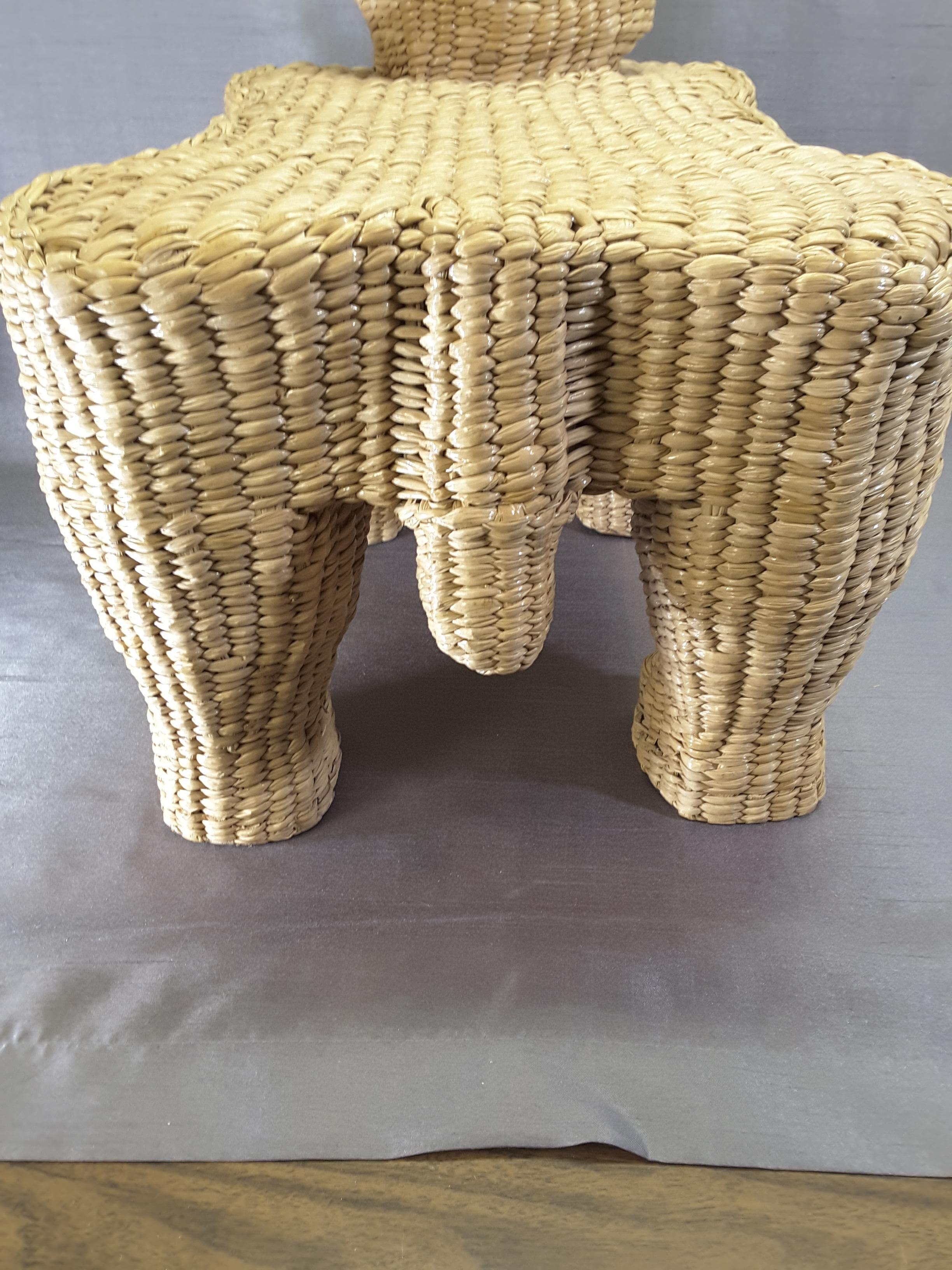 Mario Lopez Torres Wicker Panther Stool, Early 1970s For Sale 6