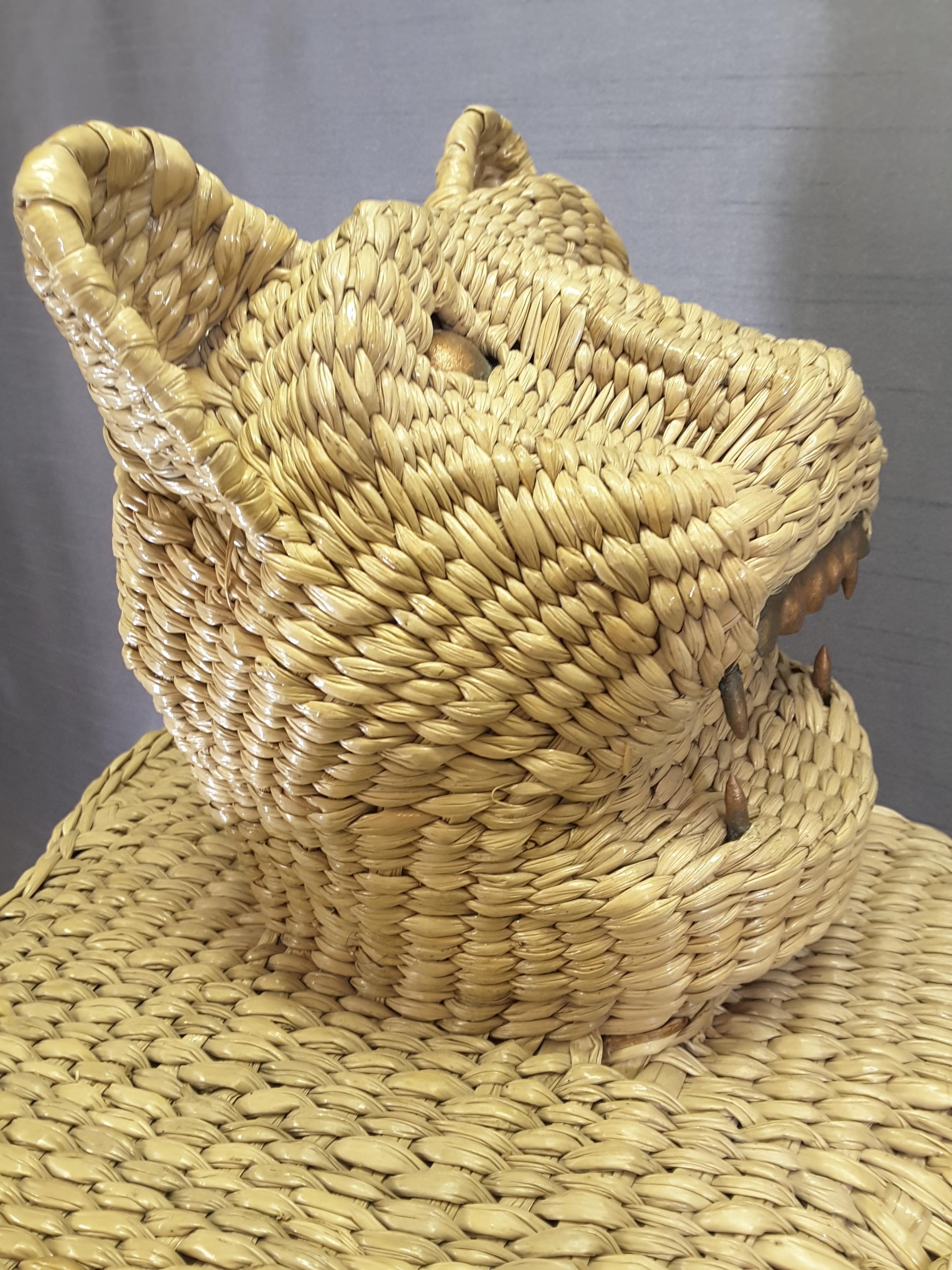 Mario Lopez Torres Wicker Panther Stool, Early 1970s For Sale 7