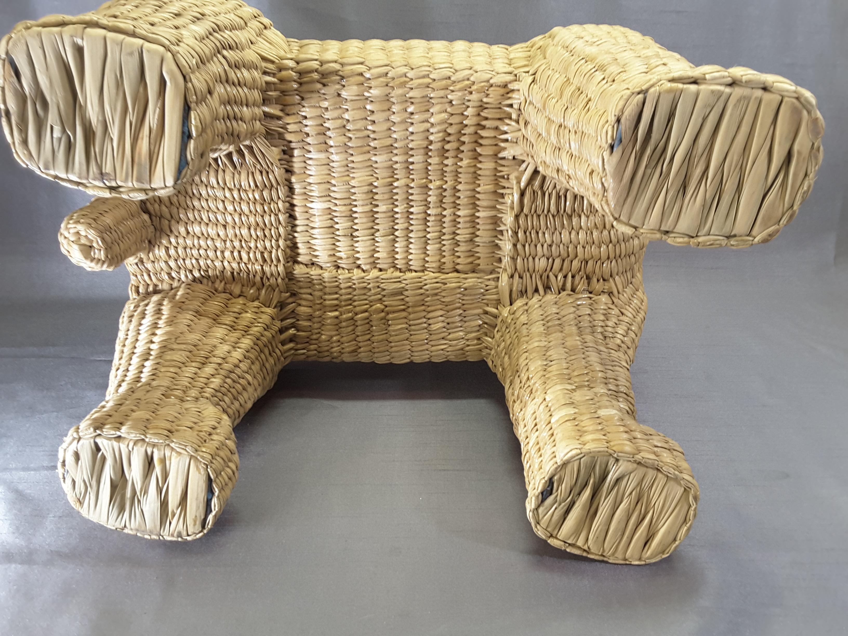 Mario Lopez Torres Wicker Panther Stool, Early 1970s For Sale 8