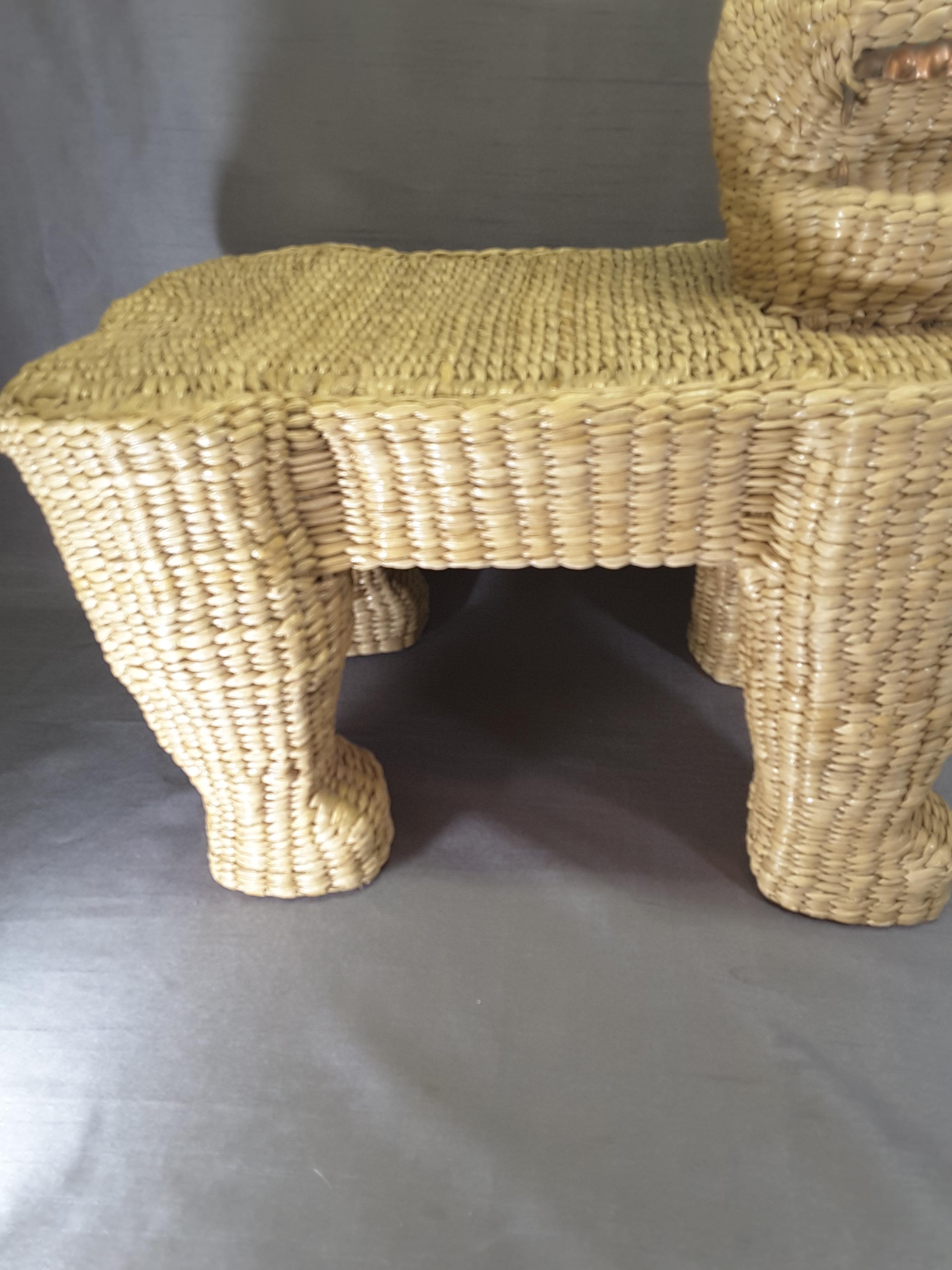Mario Lopez Torres Wicker Panther Stool, Early 1970s In Good Condition For Sale In Ottawa, Ontario
