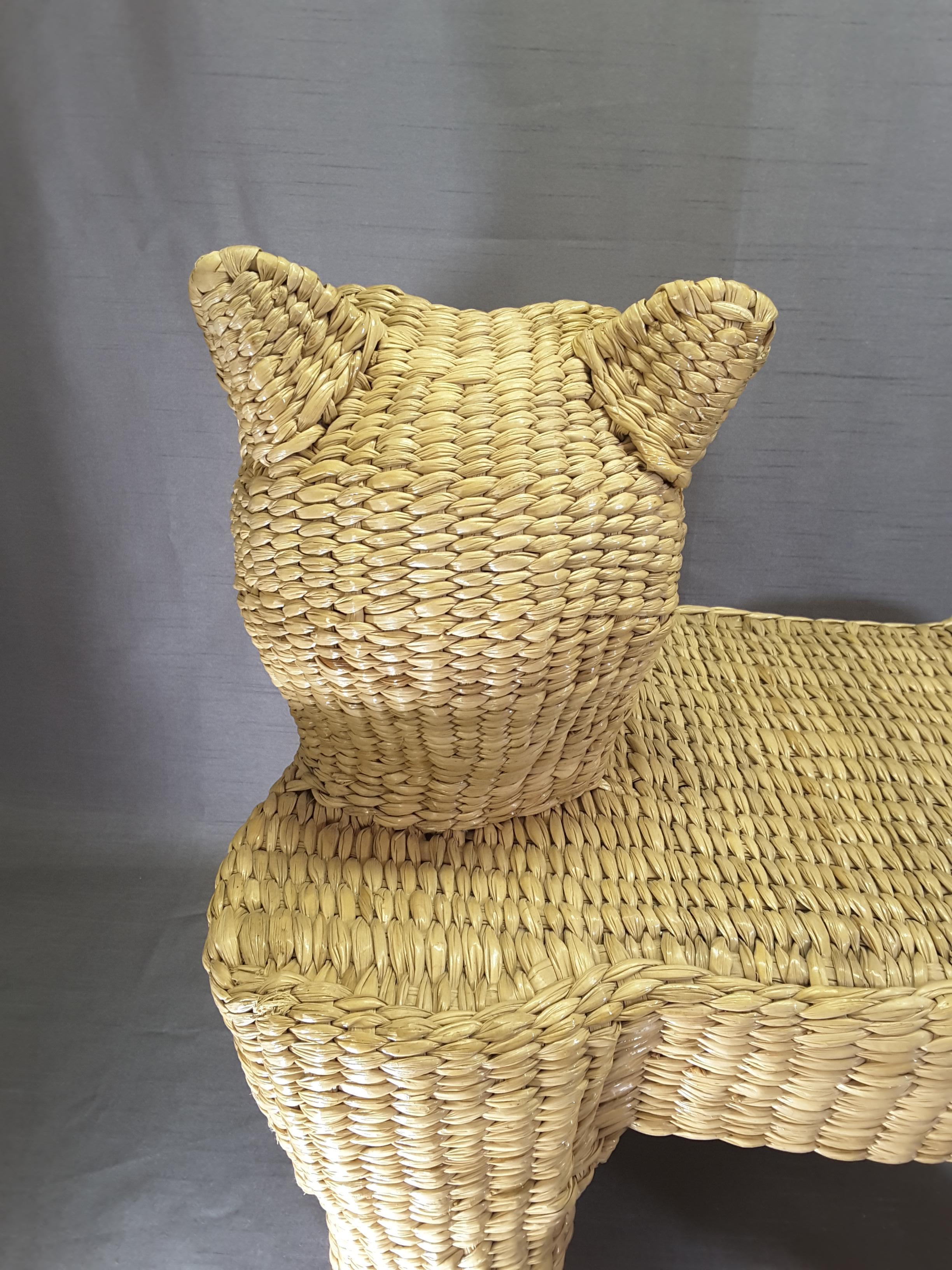 Mario Lopez Torres Wicker Panther Stool, Early 1970s For Sale 1