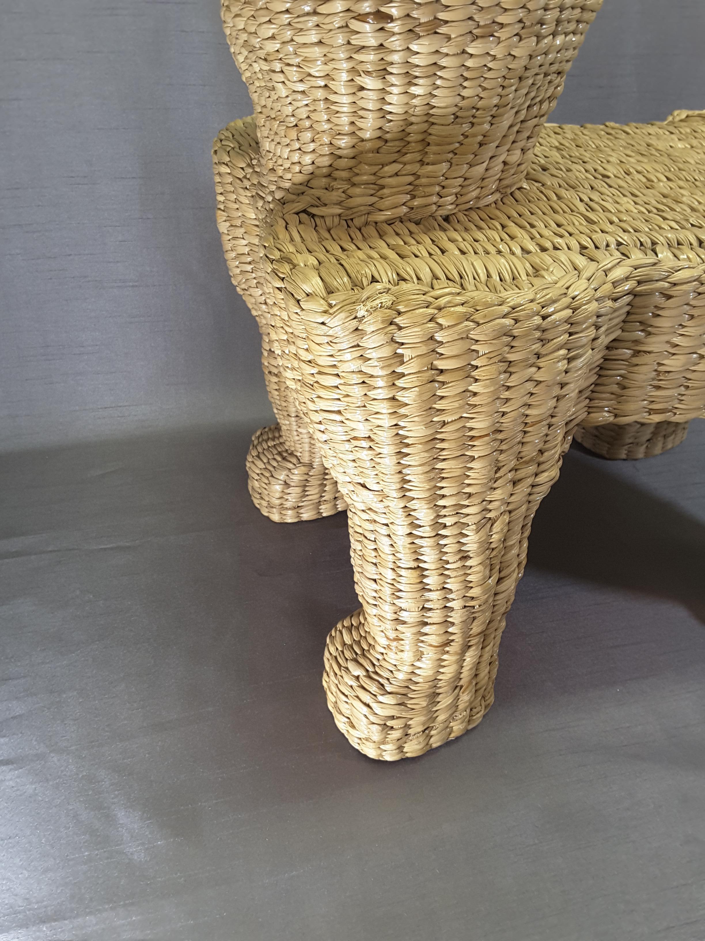 Mario Lopez Torres Wicker Panther Stool, Early 1970s For Sale 2