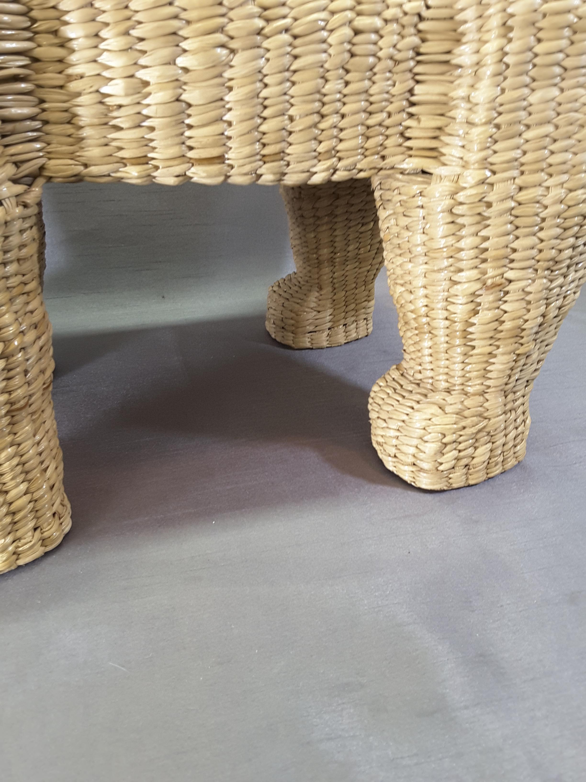 Mario Lopez Torres Wicker Panther Stool, Early 1970s For Sale 3