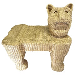 Vintage Mario Lopez Torres Wicker Panther Stool, Early 1970s