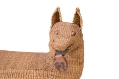 Mario Lopez Torres Dog Sculpture in Woven Reed and Copper