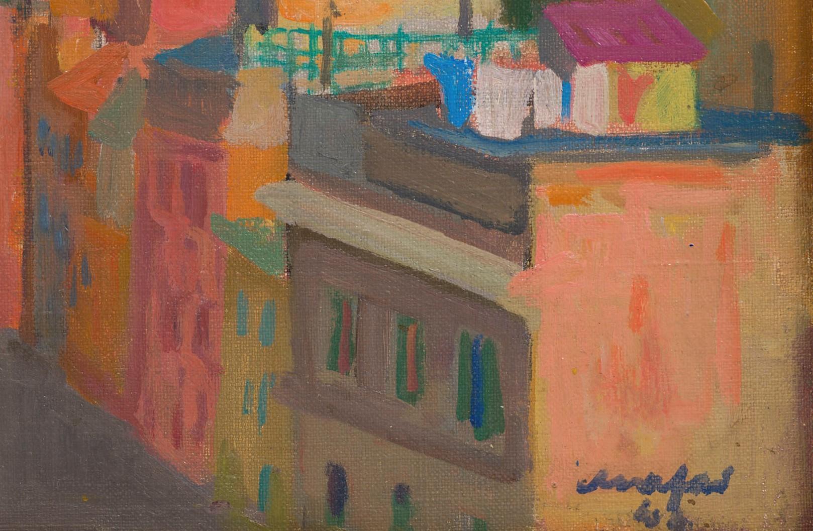 The roofs of Via Margutta, Mario Mafai, 1943 (Italian Modernist Cityscape) For Sale 1