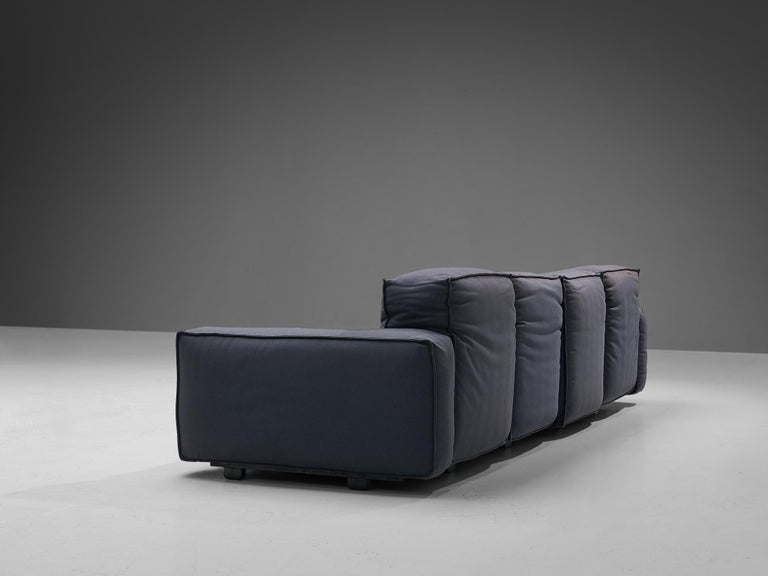Late 20th Century Mario Marenco for Arflex Four-Seater Sofa in Blue Woolen Upholstery For Sale