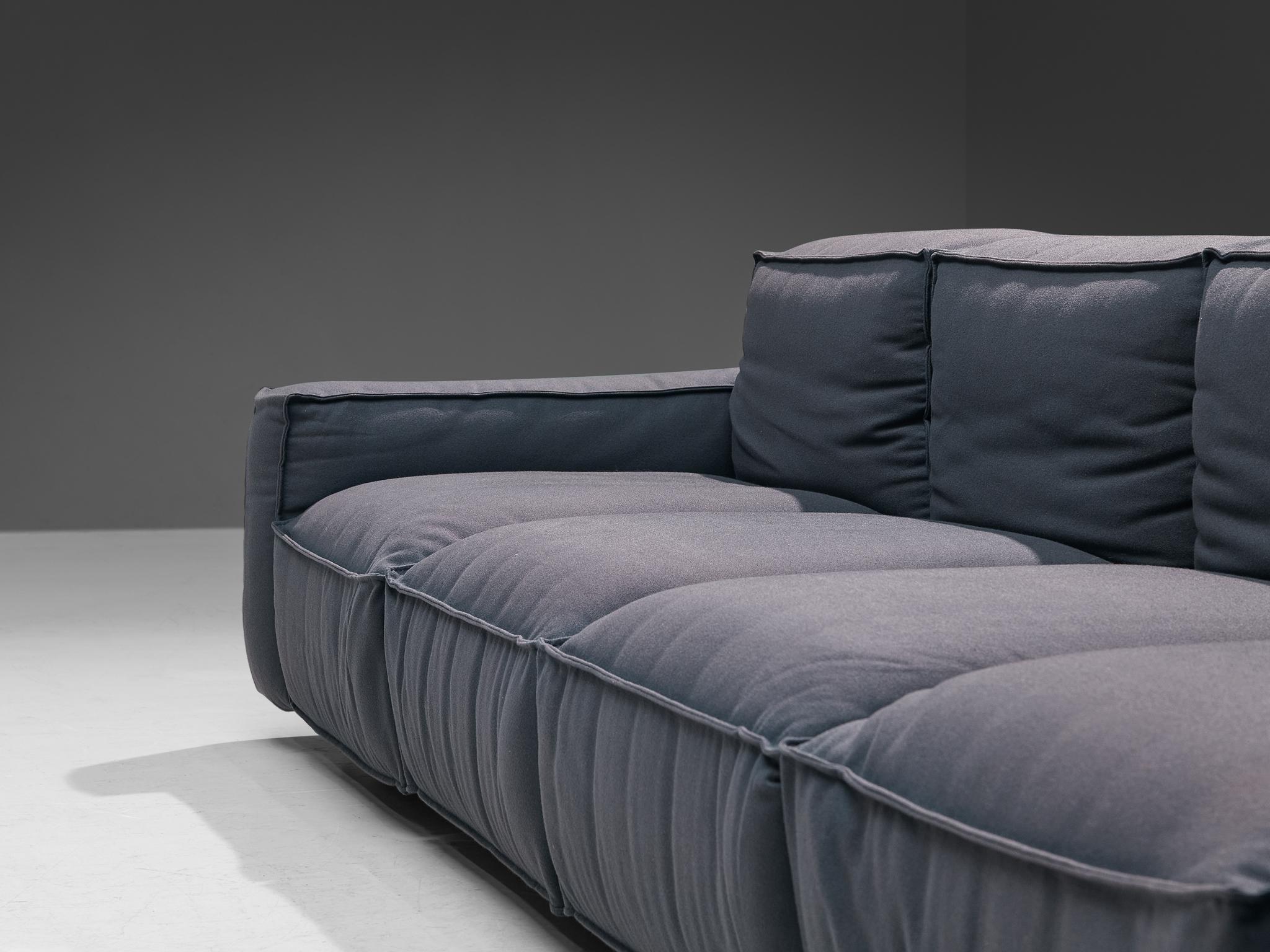 Mario Marenco für Arflex Viersitzer-Sofa mit blauer Wollpolsterung  (Metall) im Angebot