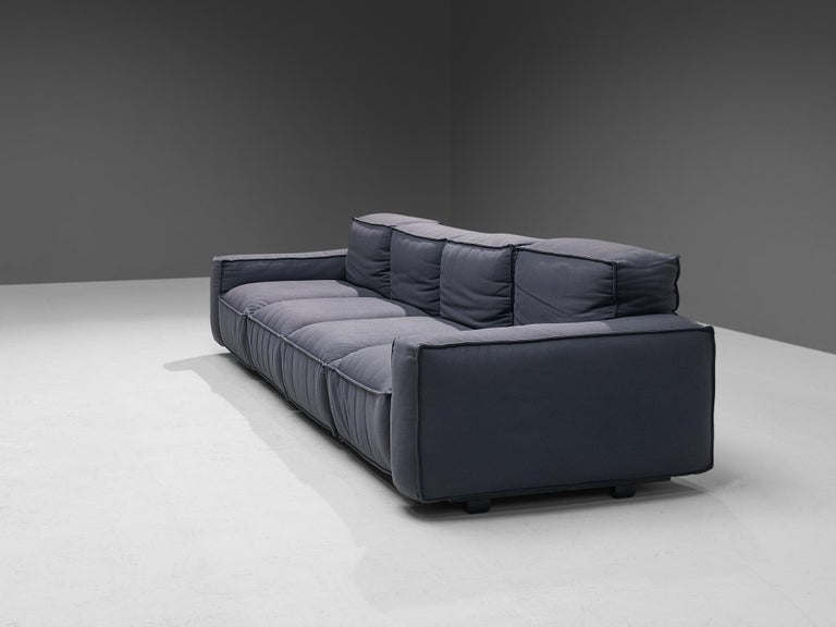 Mario Marenco for Arflex Four-Seater Sofa in Blue Woolen Upholstery For Sale 2