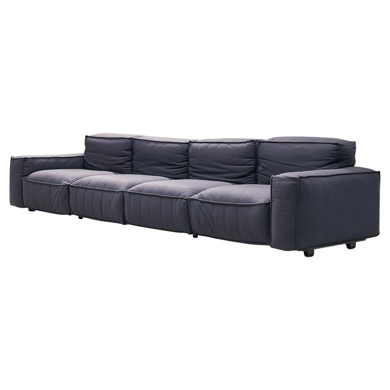 Mario Marenco for Arflex Four-Seater Sofa in Blue Woolen Upholstery For Sale