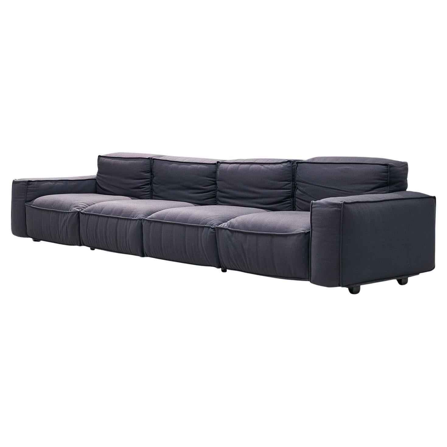 Mario Marenco for Arflex Four-Seater Sofa in Blue Woolen Upholstery 