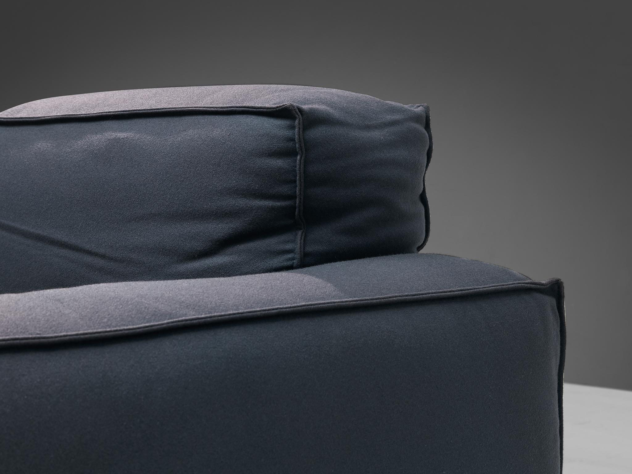 Post-Modern Mario Marenco for Arflex Four-Seater Sofa's in Blue Woolen Upholstery