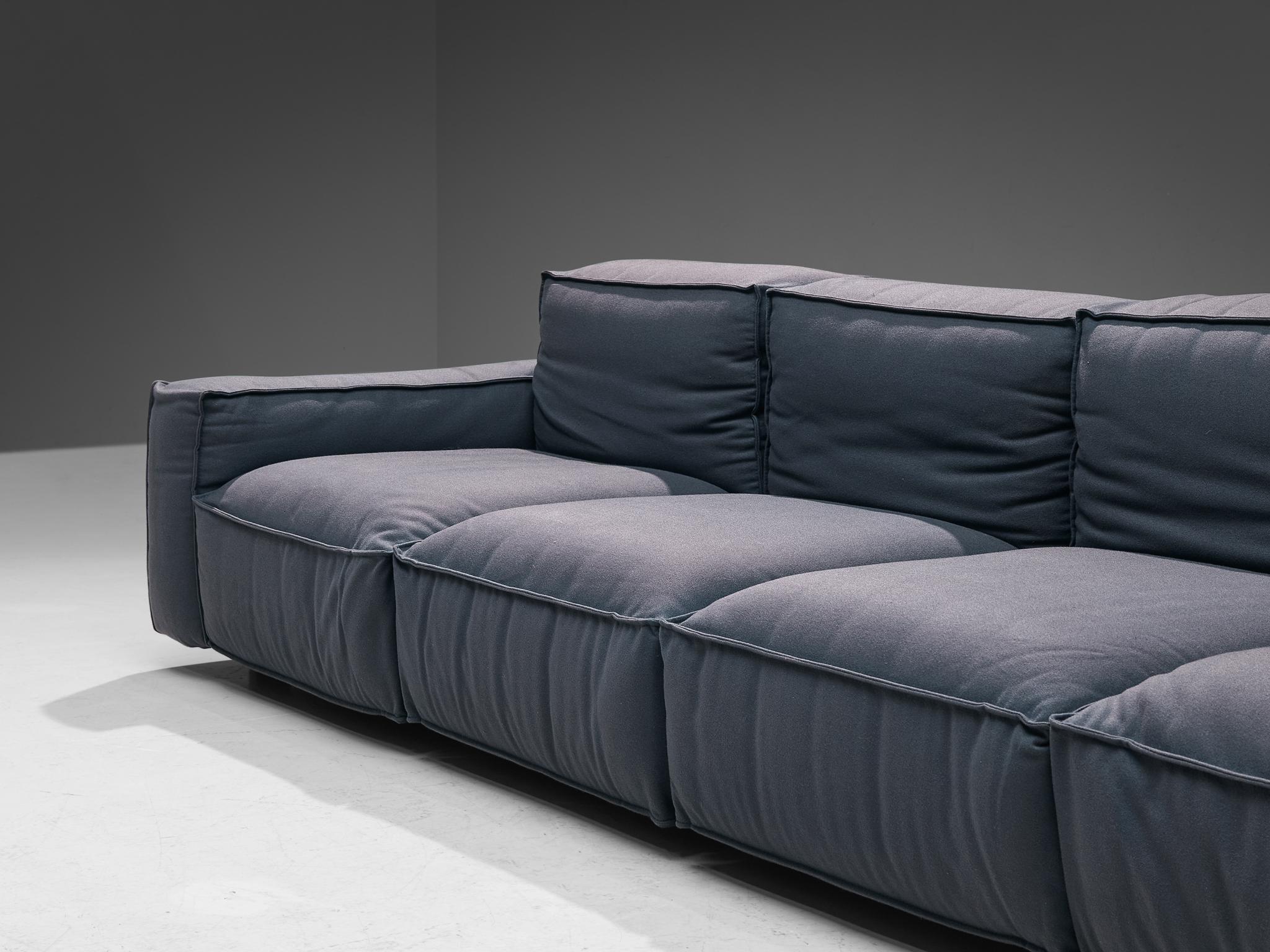 Mario Marenco for Arflex Four-Seater Sofa's in Blue Woolen Upholstery In Good Condition In Waalwijk, NL