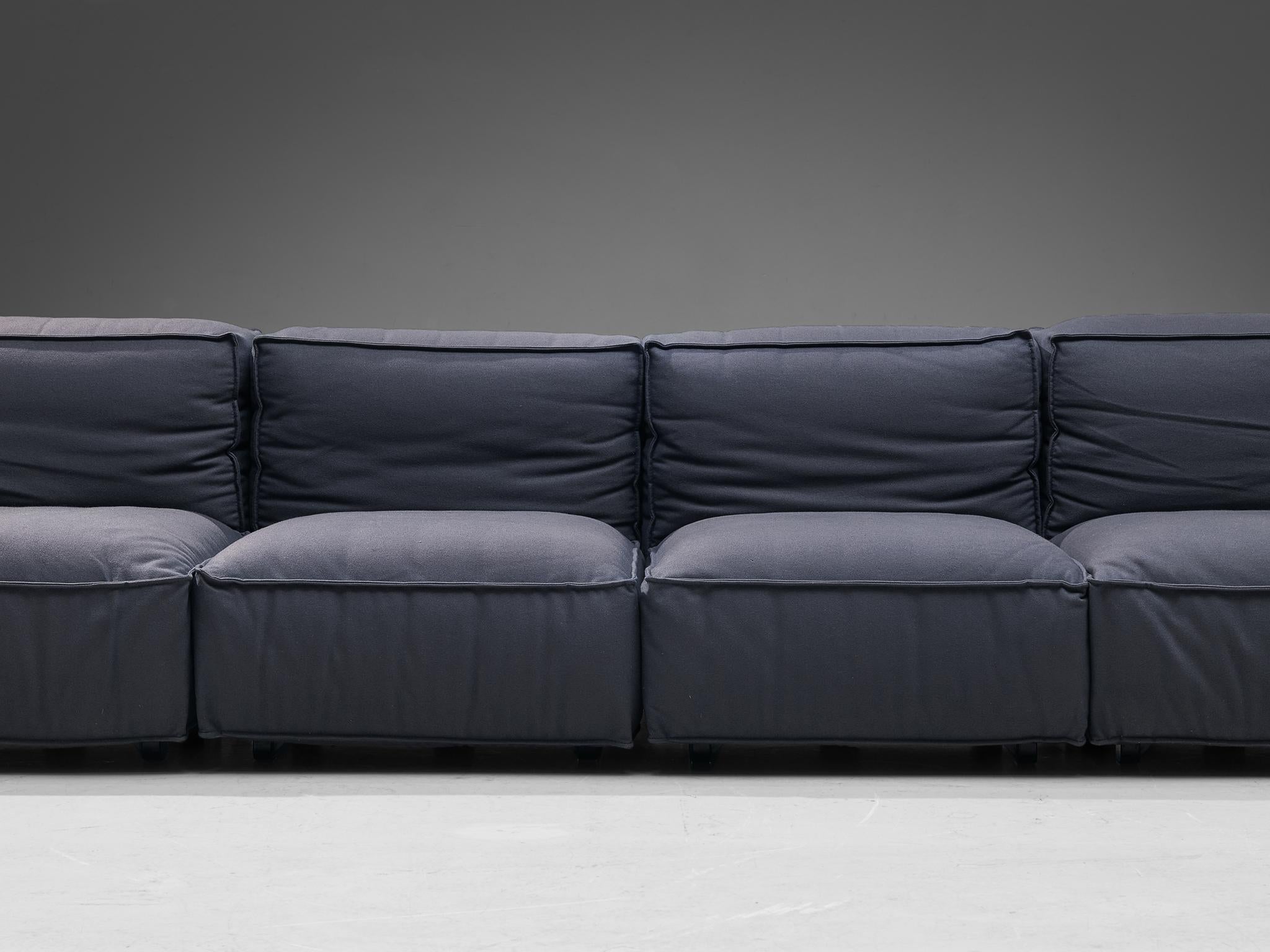 Late 20th Century Mario Marenco for Arflex Four-Seater Sofa's in Blue Woolen Upholstery