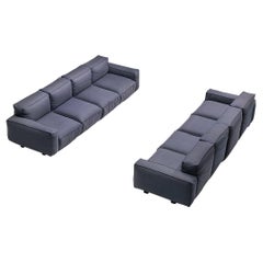 Mario Marenco for Arflex Four-Seater Sofa's in Blue Woolen Upholstery