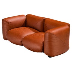 Mario Marenco for Arflex Marius&Marius Sofa in Brownish Red Leather