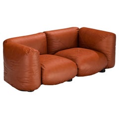 Mario Marenco for Arflex Marius&Marius Sofa in Brownish Red Leather