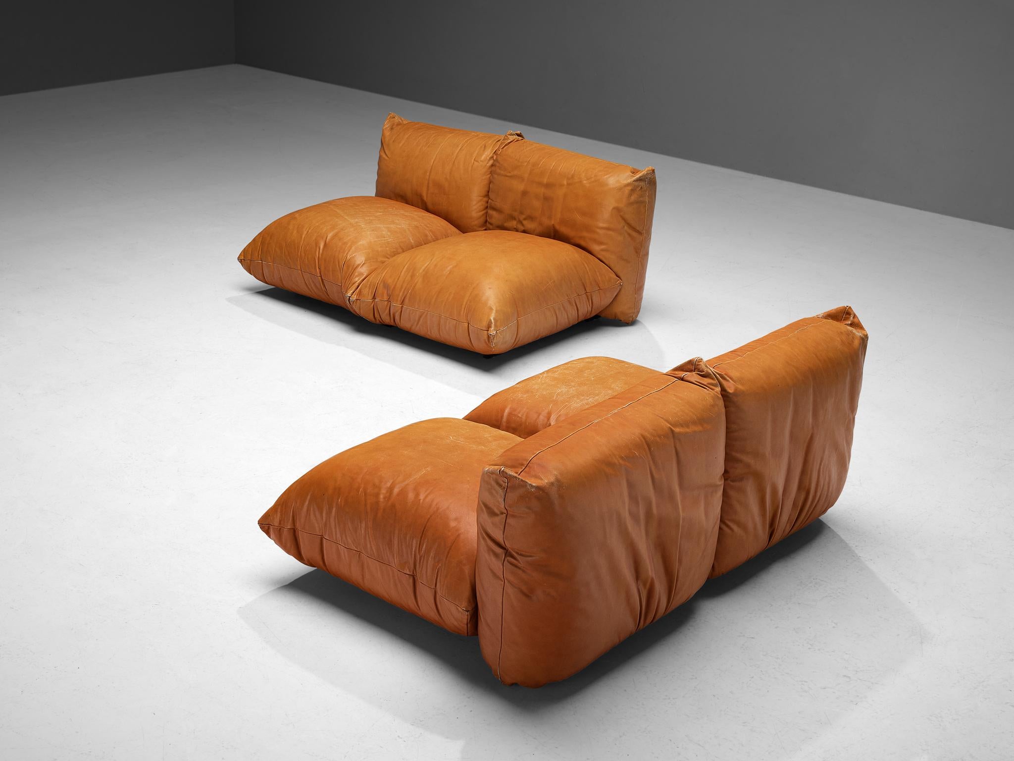 Mario Marenco for Arflex, pair of sectional sofa's model 'Marenco', Italy, design 1970.

These luscious and utterly comfortable sectional sofas are the work from Italian designer Mario Marenco in 1970. The set consists of two separate two-seater