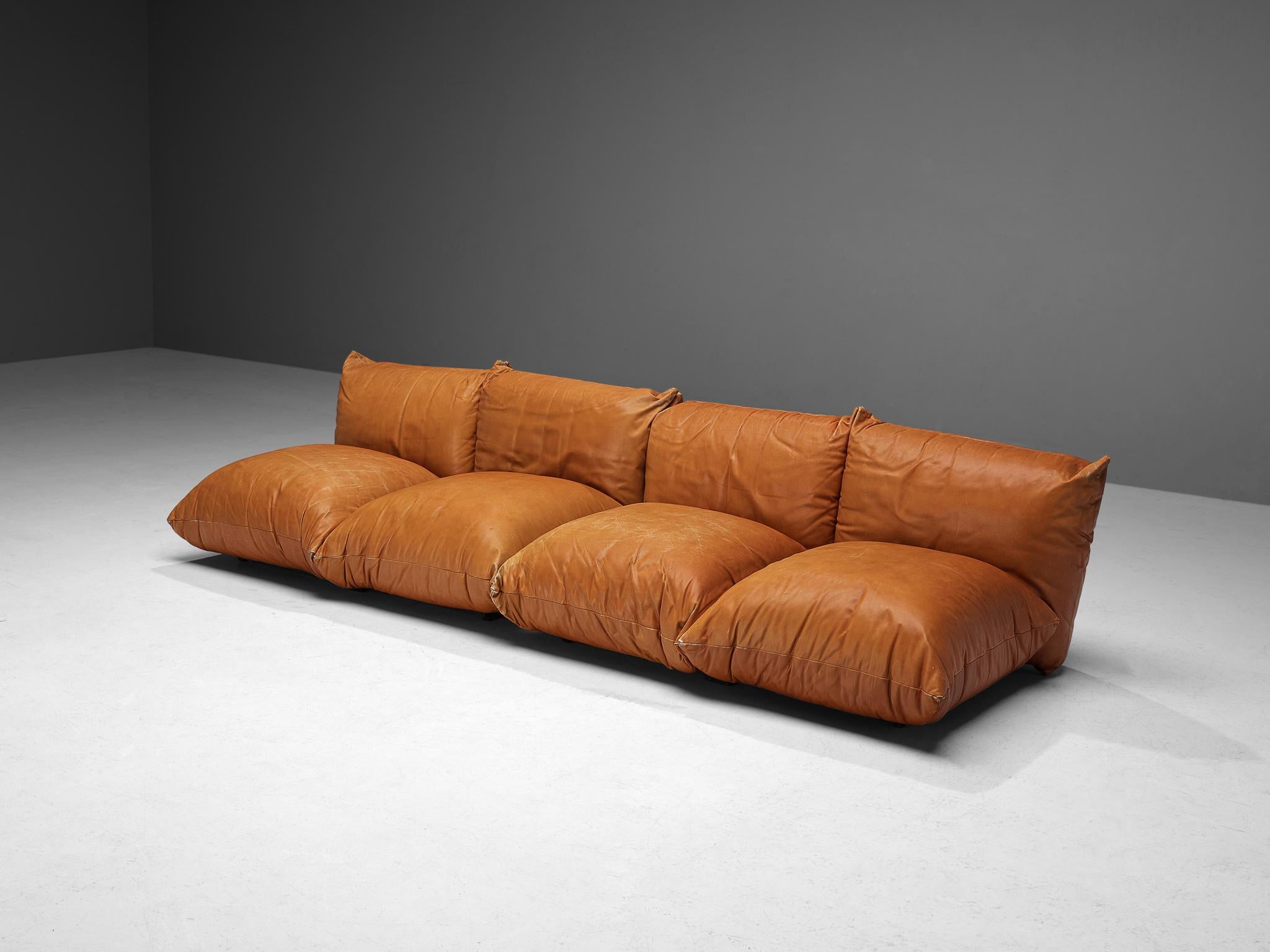 Mario Marenco for Arflex, sectional sofa model 'Marenco', Italy, design 1970 

This luscious and utterly comfortable sectional sofa is designed by the Italian designer Mario Marenco in 1970. The large sofa consists of two separate two-seater sofas