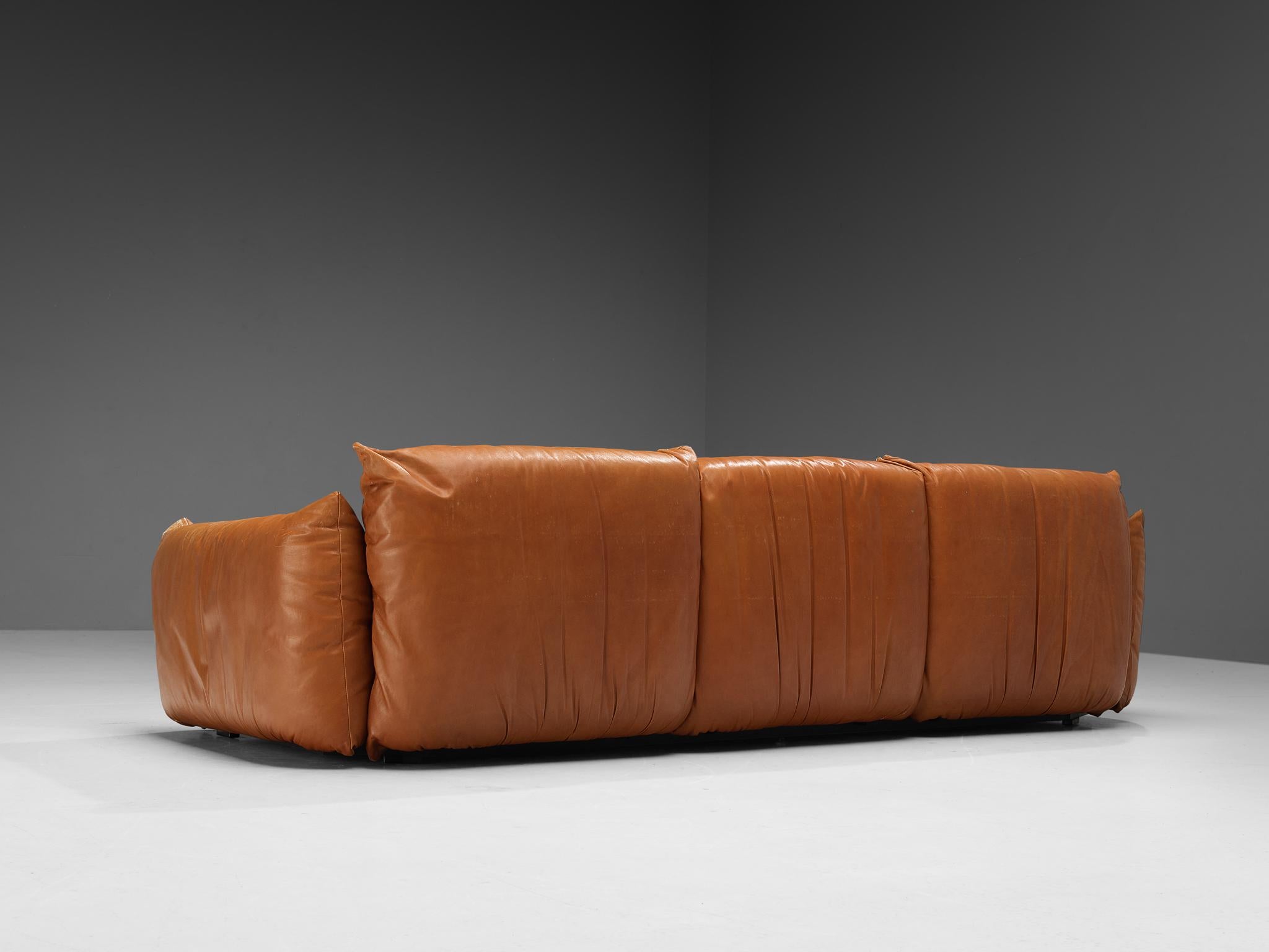 Mario Marenco for Arflex Sofa in Cognac Leather 1