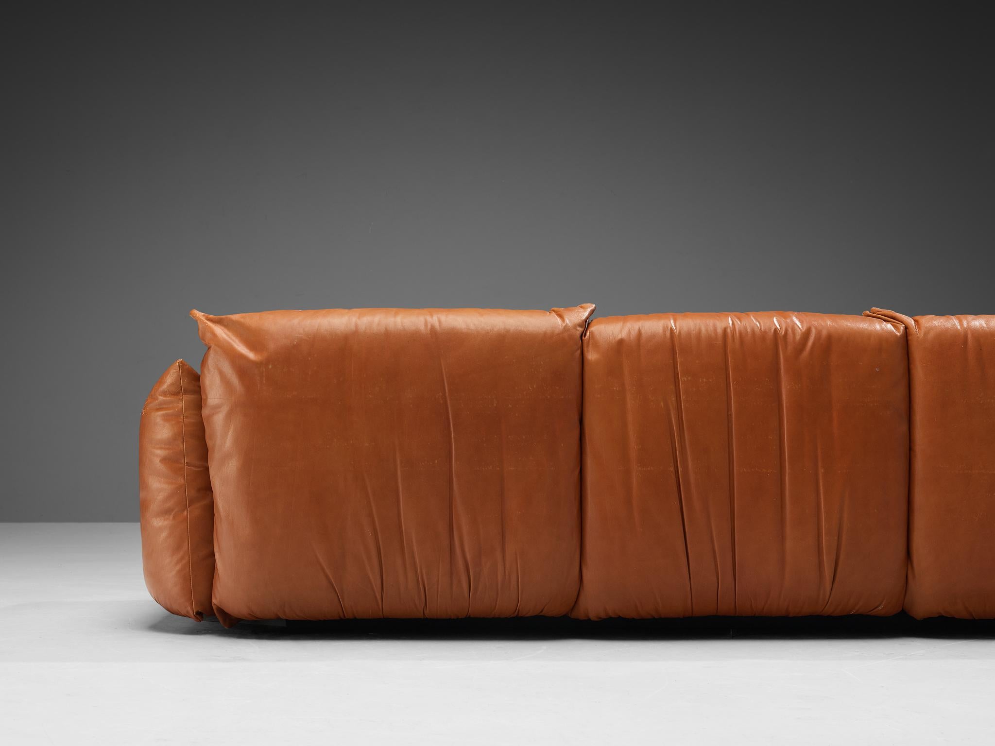 Mario Marenco for Arflex Sofa in Cognac Leather 2