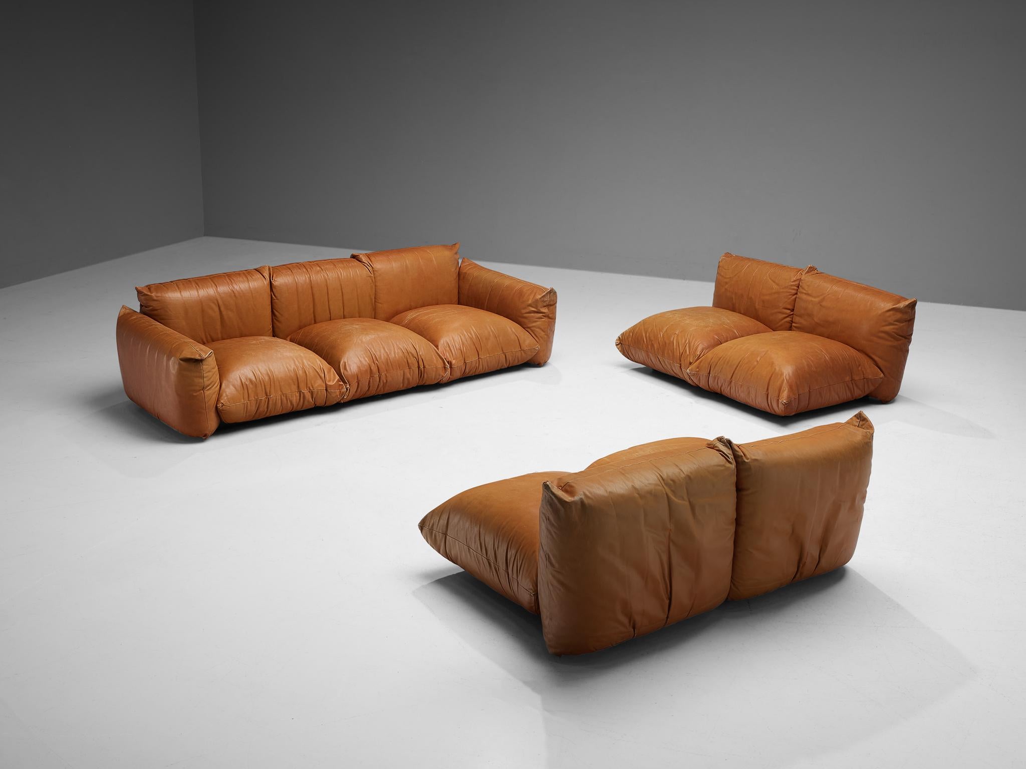 Mario Marenco for Arflex Sofa in Cognac Leather  7