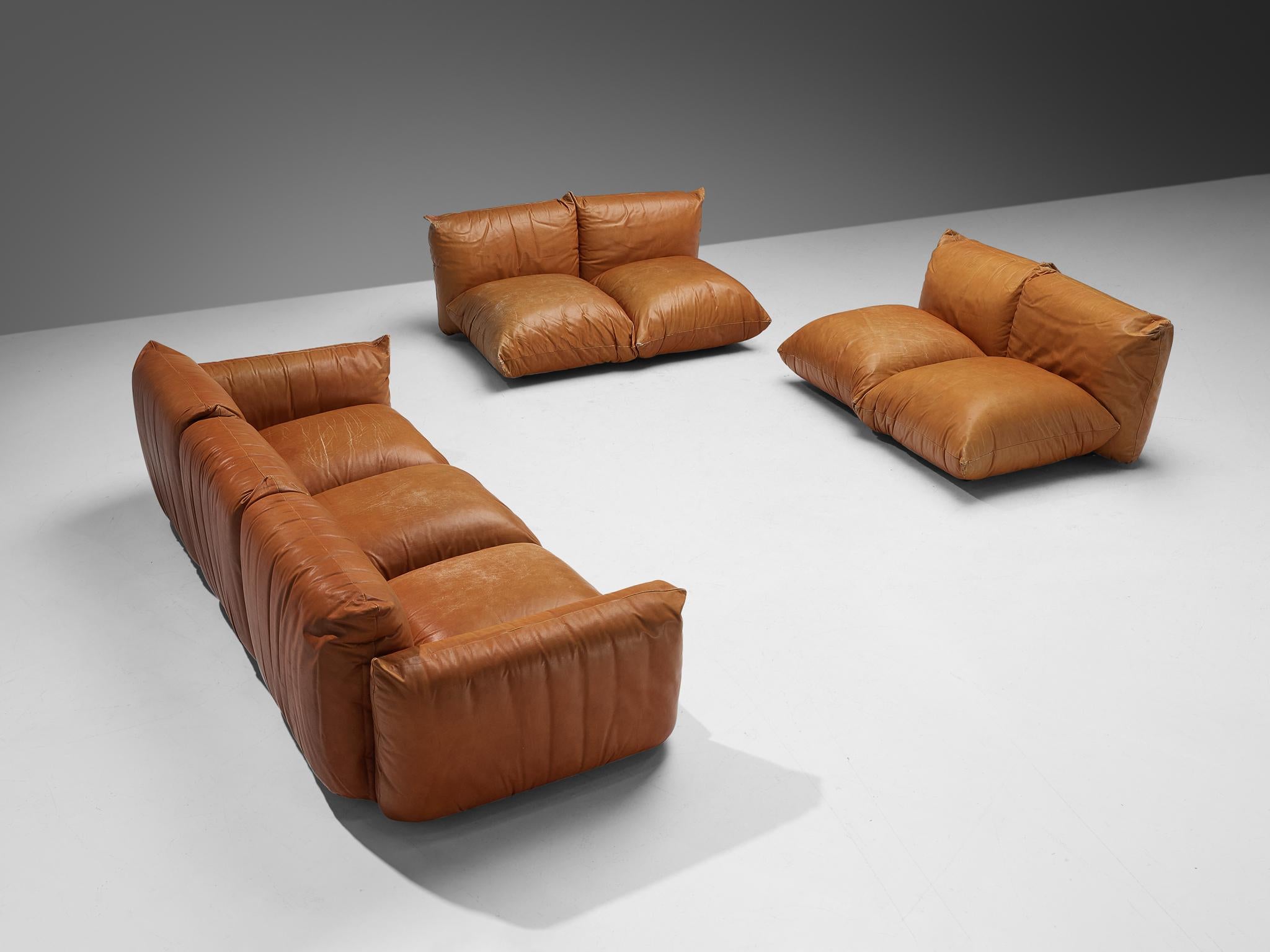 Mario Marenco for Arflex Sofa in Cognac Leather  8
