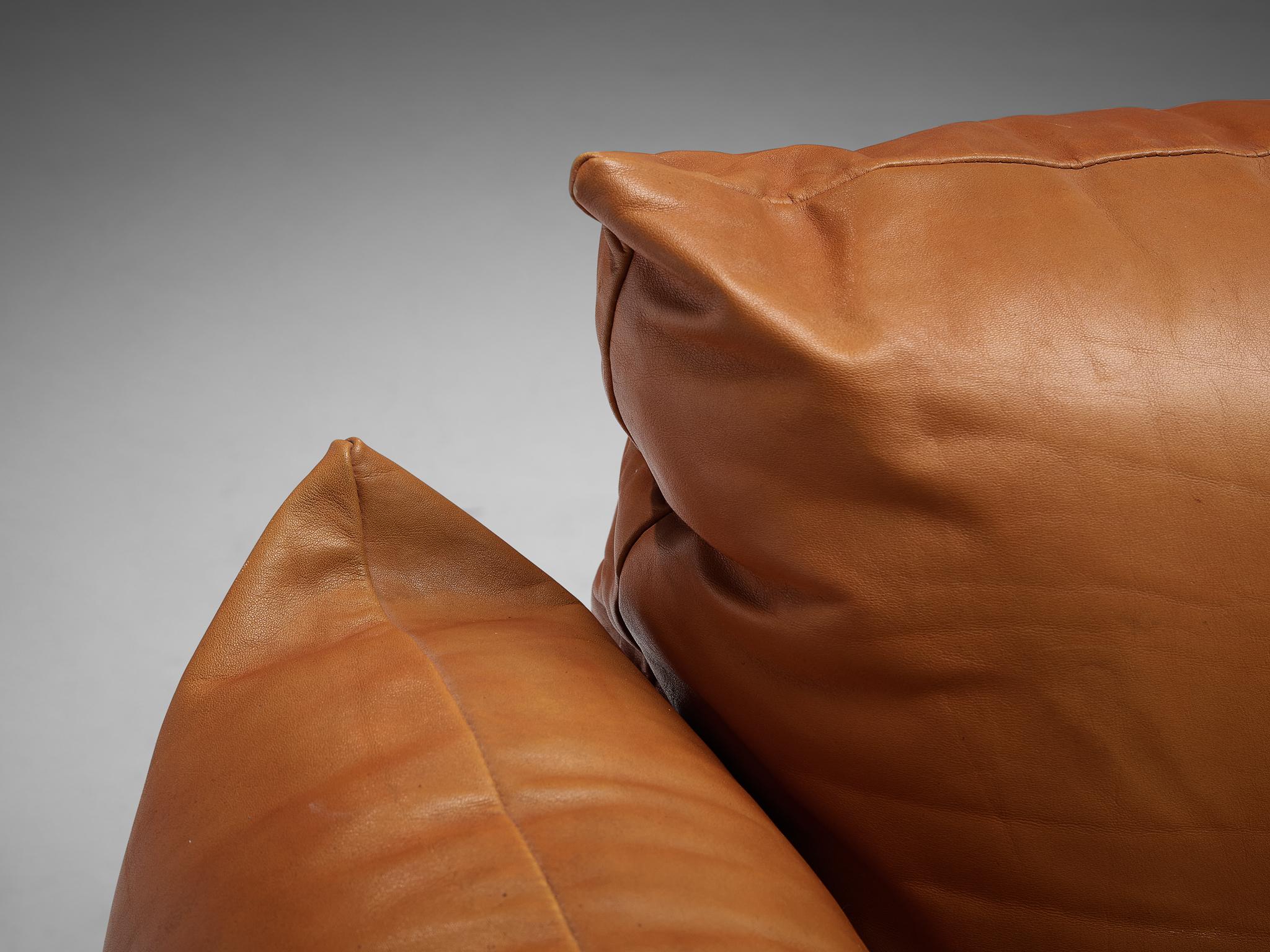 Italian Mario Marenco for Arflex Sofa in Cognac Leather
