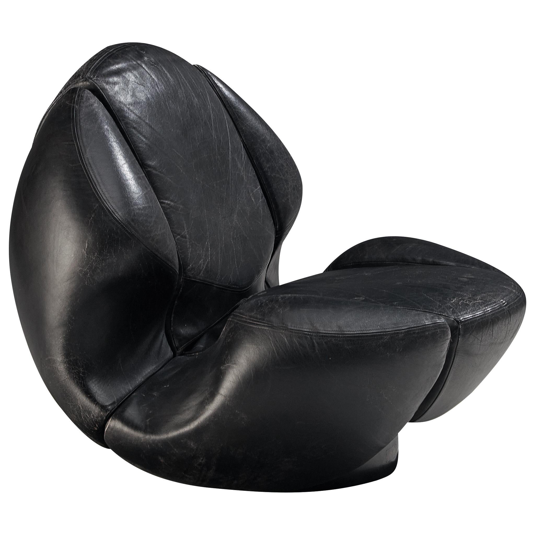 Mario Marenco for Comfortline 
Nova
 Lounge Chair in Black Leather