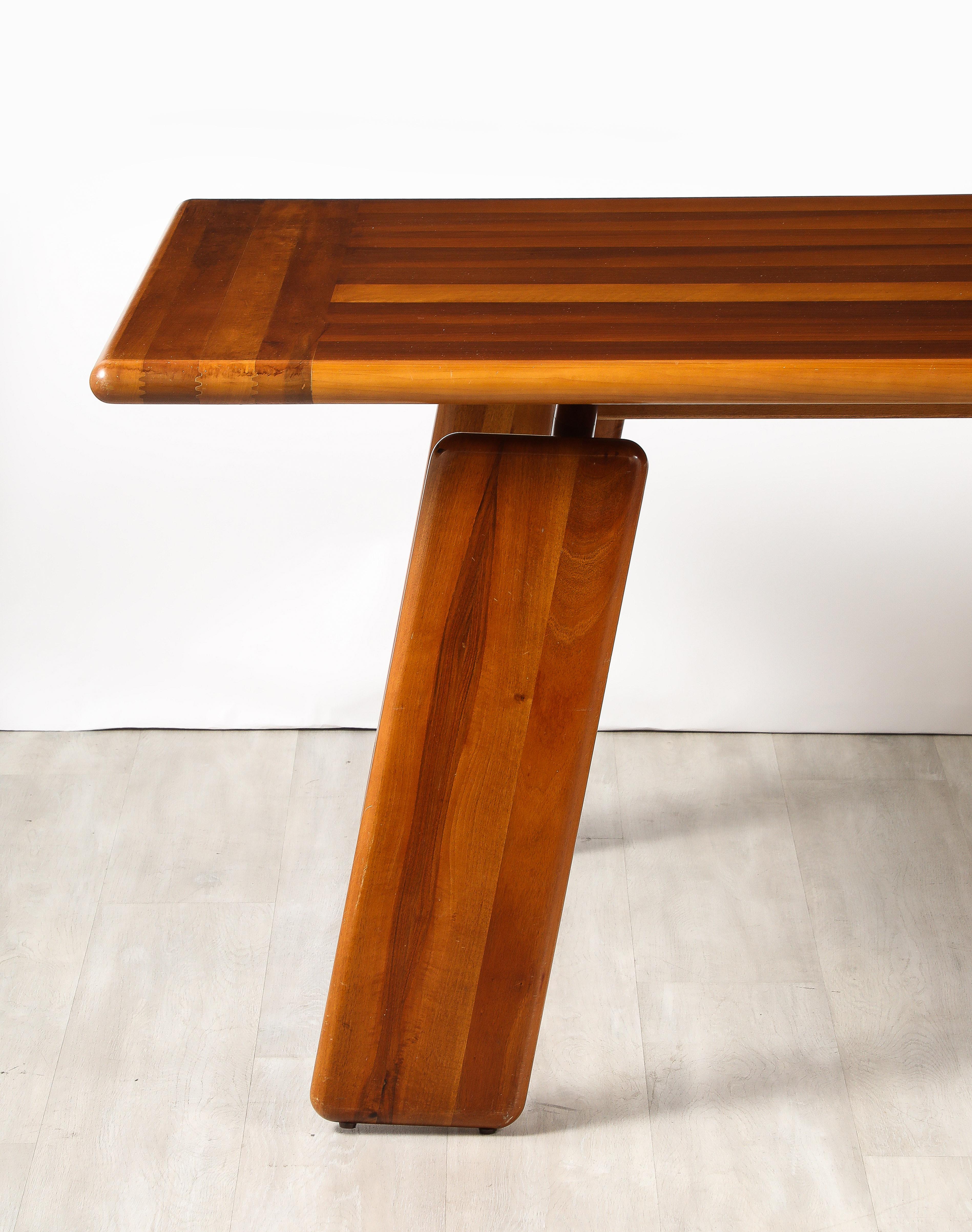 Modern Mario Marenco for Mobil Girgi Italian Walnut Floating Dining Table, circa 1970's For Sale
