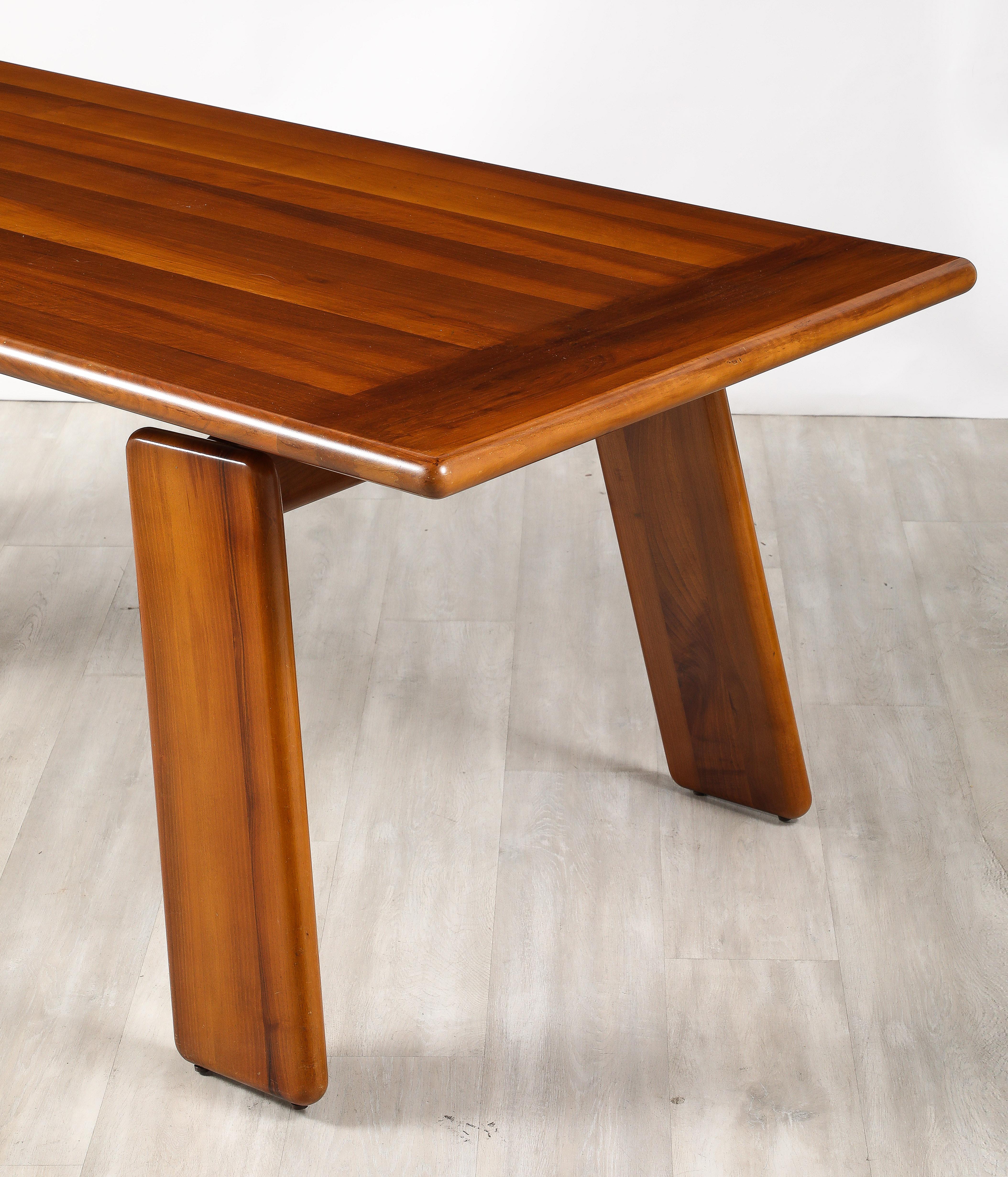 Late 20th Century Mario Marenco for Mobil Girgi Italian Walnut Floating Dining Table, circa 1970's For Sale
