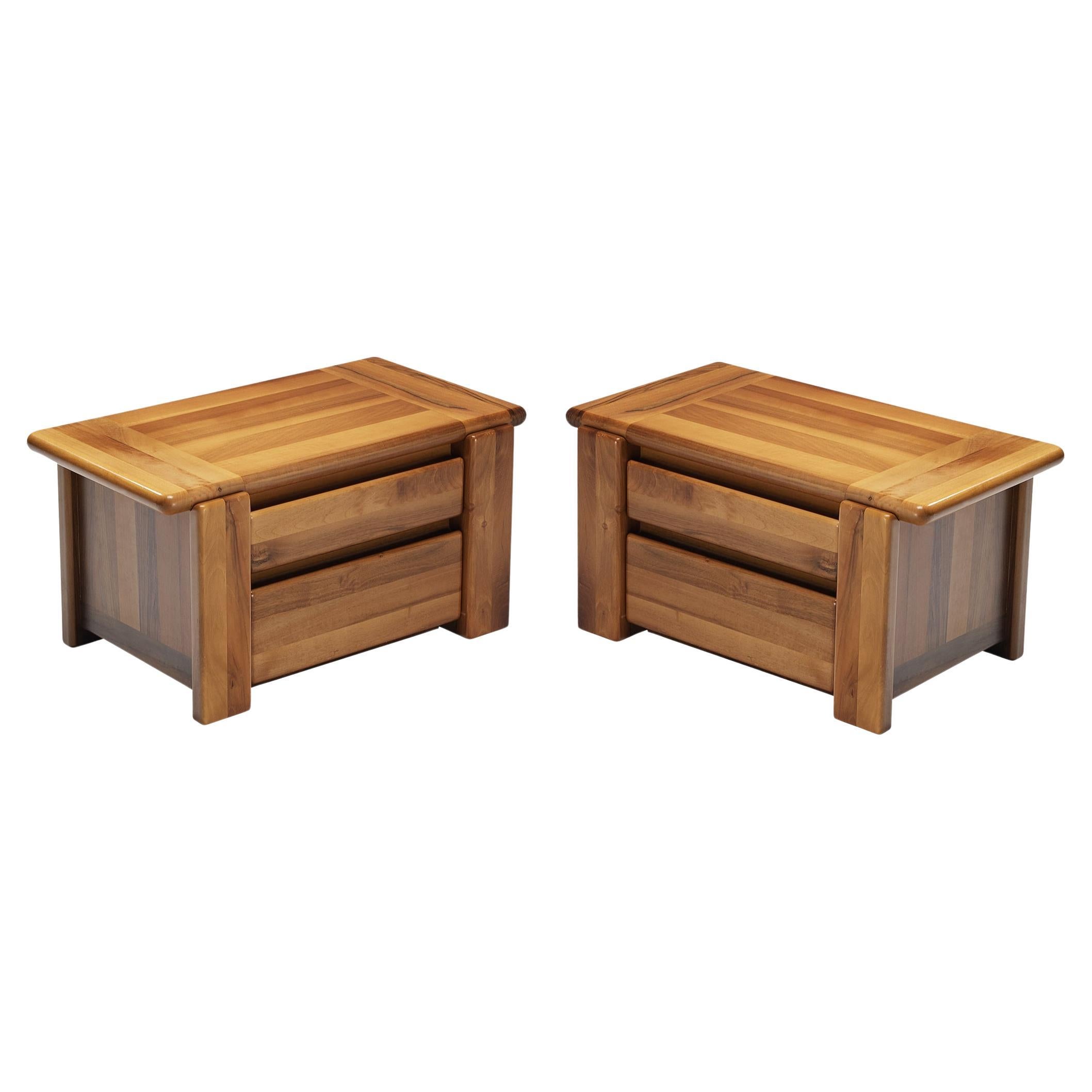 Mario Marenco for Mobil Girgi Pair of Nightstands in Walnut  For Sale