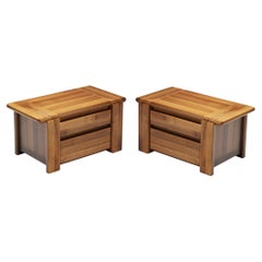 Mario Marenco for Mobil Girgi Pair of Nightstands in Walnut 