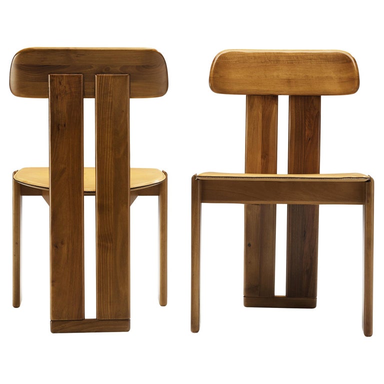 Mario Marenco for Mobil Girgi Pair of ‘Sapporo’ Dining Chairs in Walnut For Sale