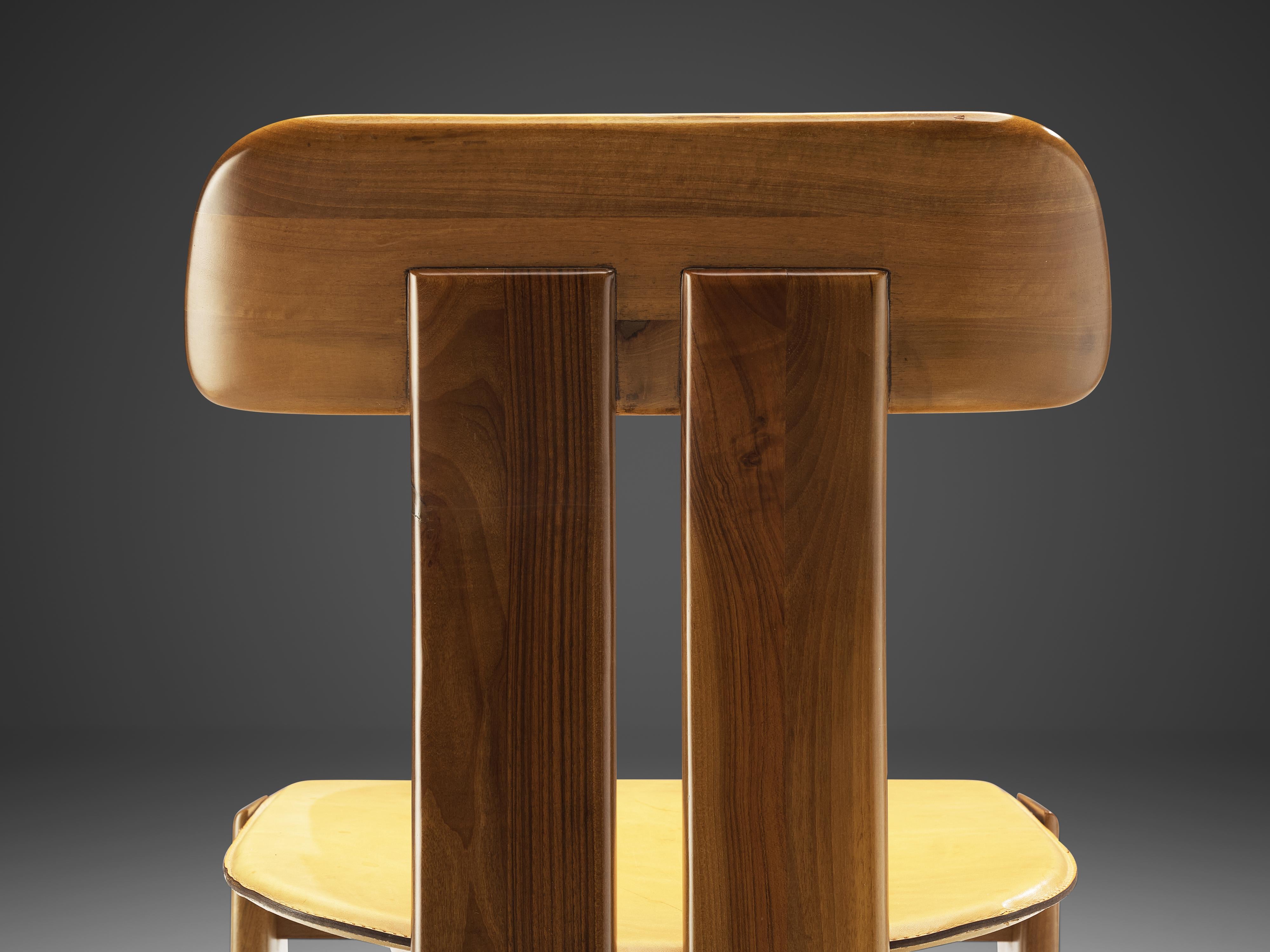 Mid-Century Modern Mario Marenco for Mobil Girgi ‘Sapporo’ Dining Chair in Walnut and Leather 